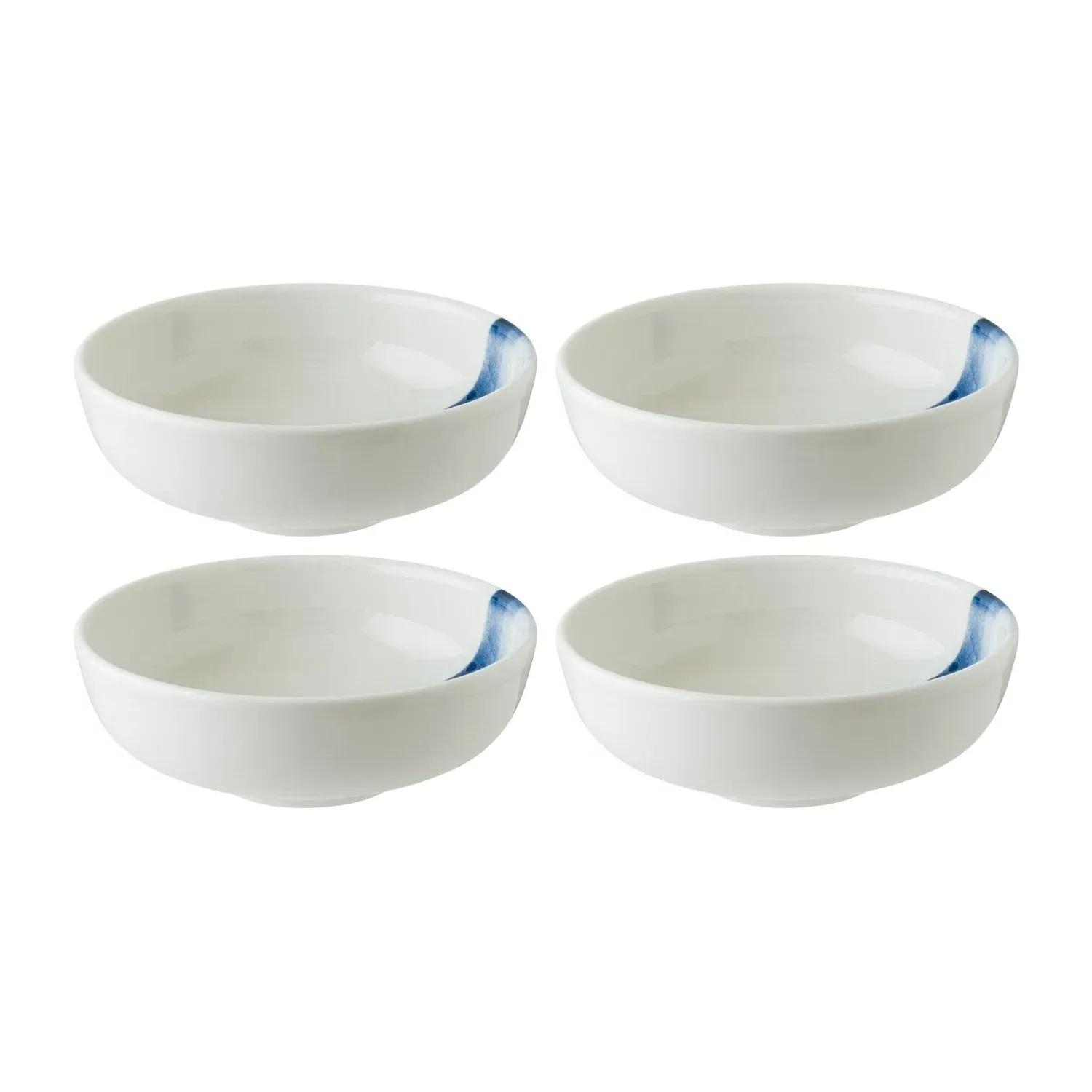 Blue Wave Round Bowl Set of Four - Blue/White, Porcelain