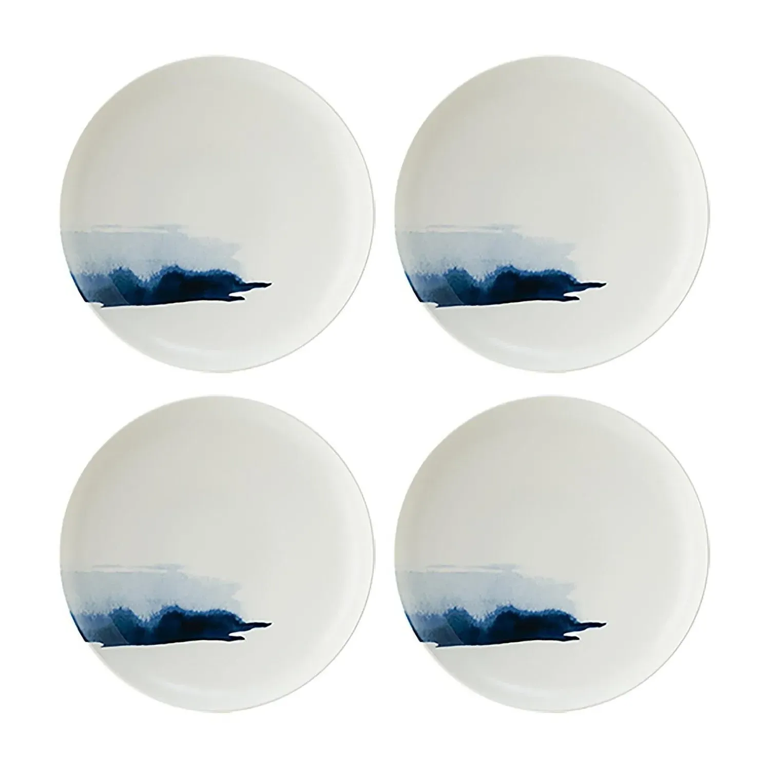 Blue Wave Round Bowl Set of Four - Blue/White, Porcelain image