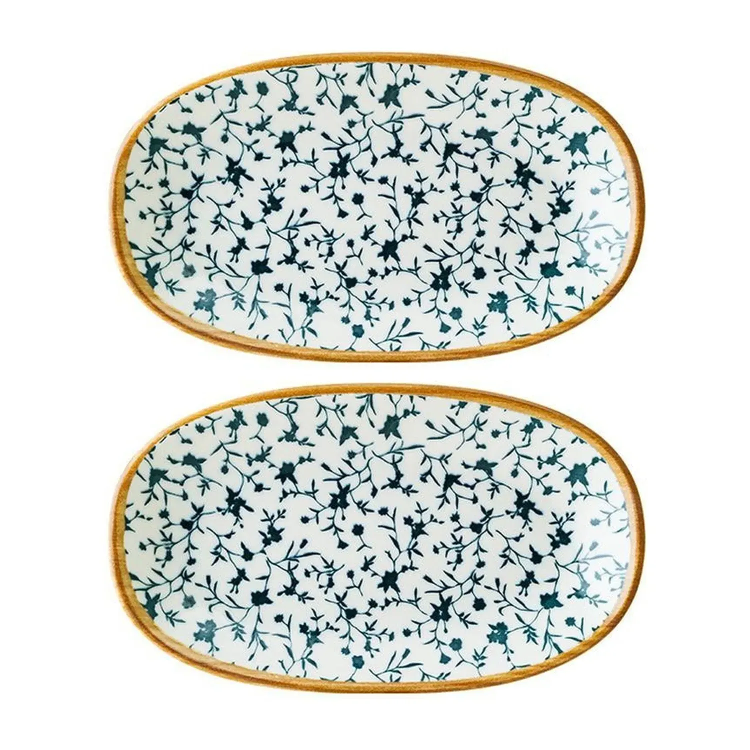 Calif Oval Platter Set of Two - Blue/White, Porcelain