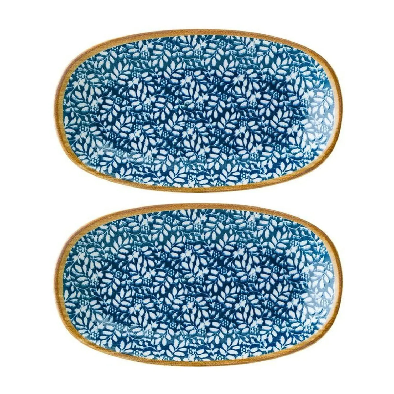 Calif Oval Platter Set of Two - Blue/White, Porcelain