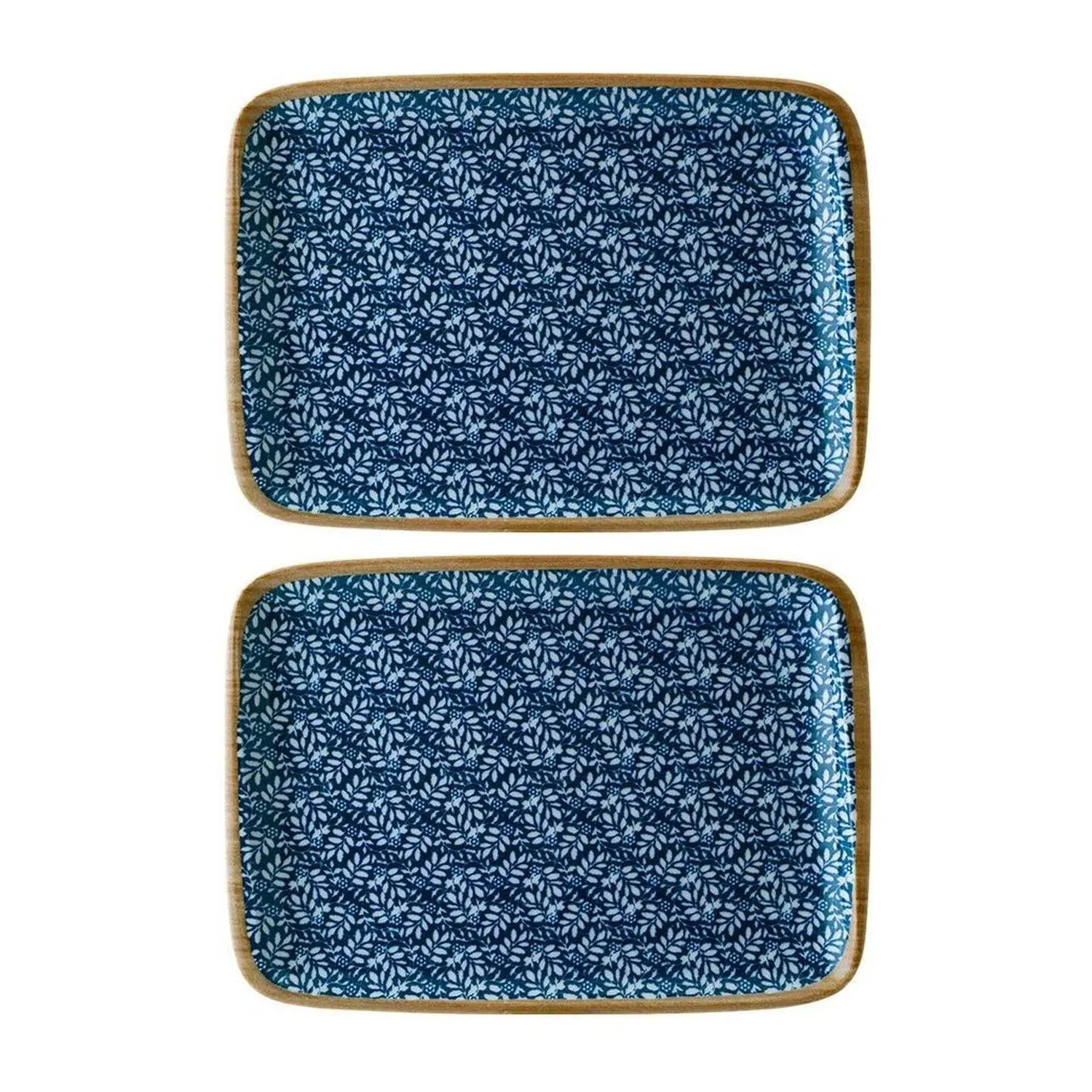 Calif Rectangular Porcelain Plate Set of Two - Blue/White image