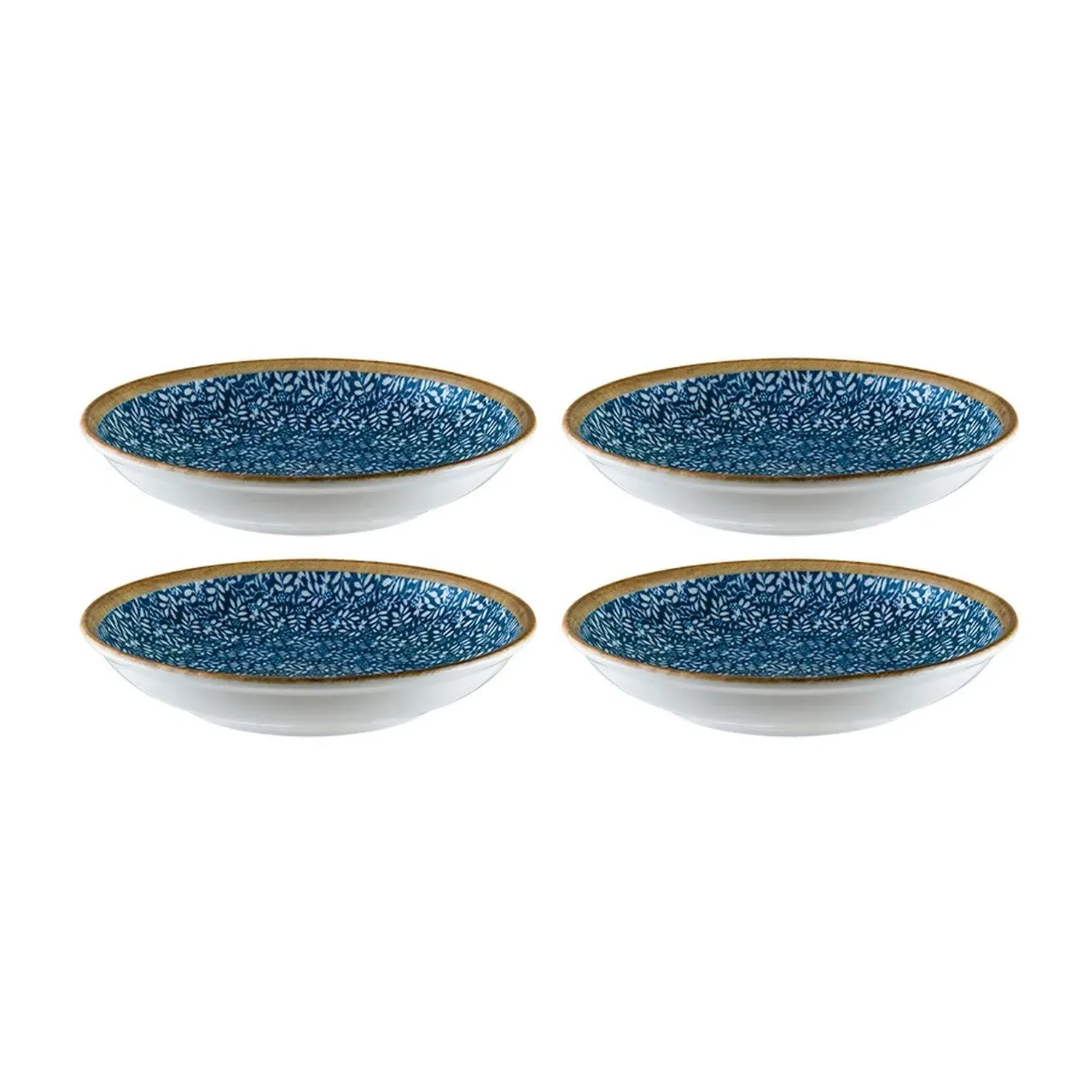 Calif Round Decorated Side Bowl Set Of Four - Blue/White, Porcelain image