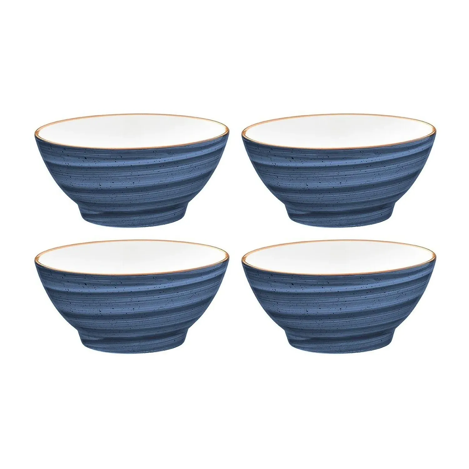 Dusk Round Breakfast Bowl Set Of Four - Blue, Porcelain image