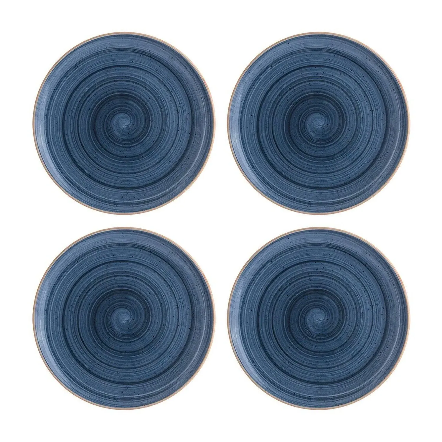 Dusk Round Dinner Plate Set of Four - Blue, Porcelain