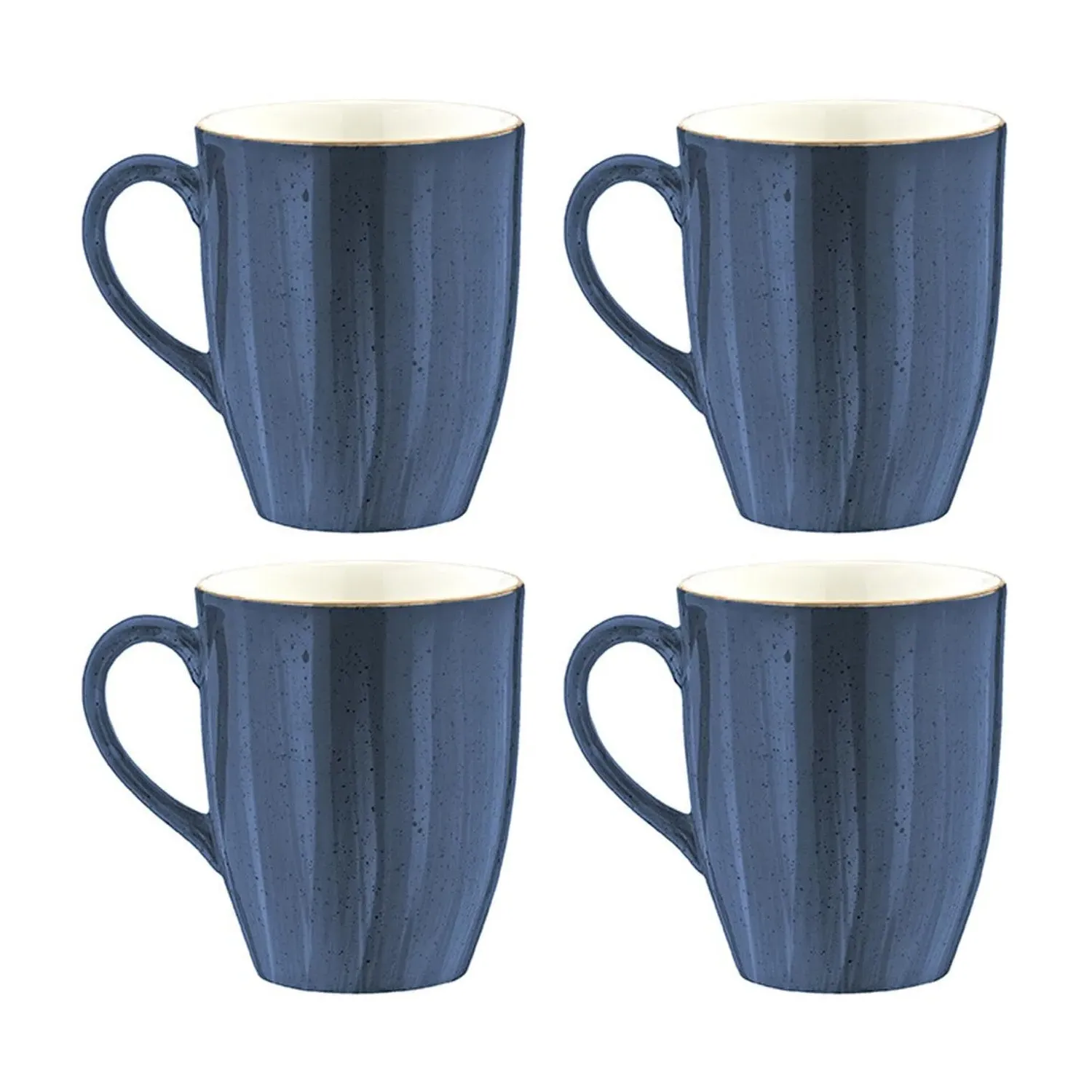 Dusk Round Porcelain Mug Set Of Four - Blue