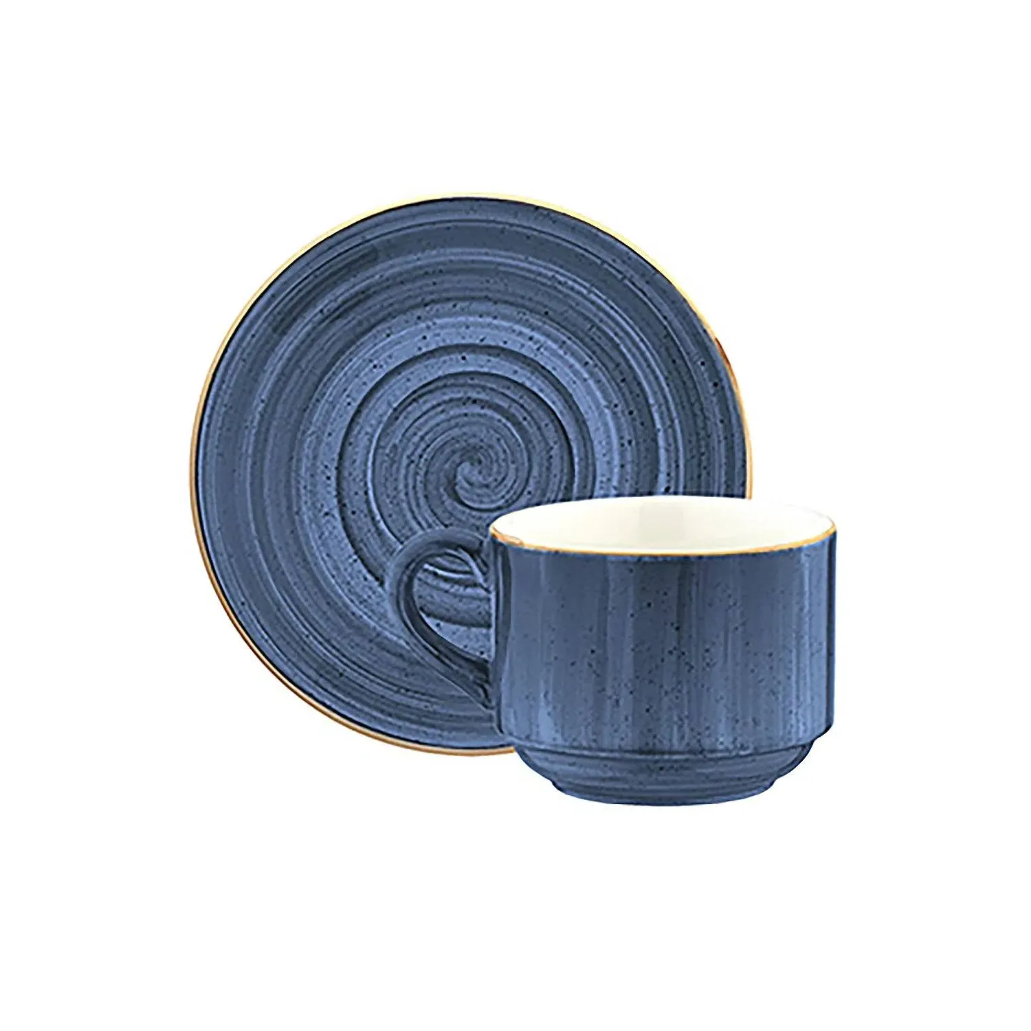 Dusk Stacking Coffee Cup and Saucer Set for Two - Blue