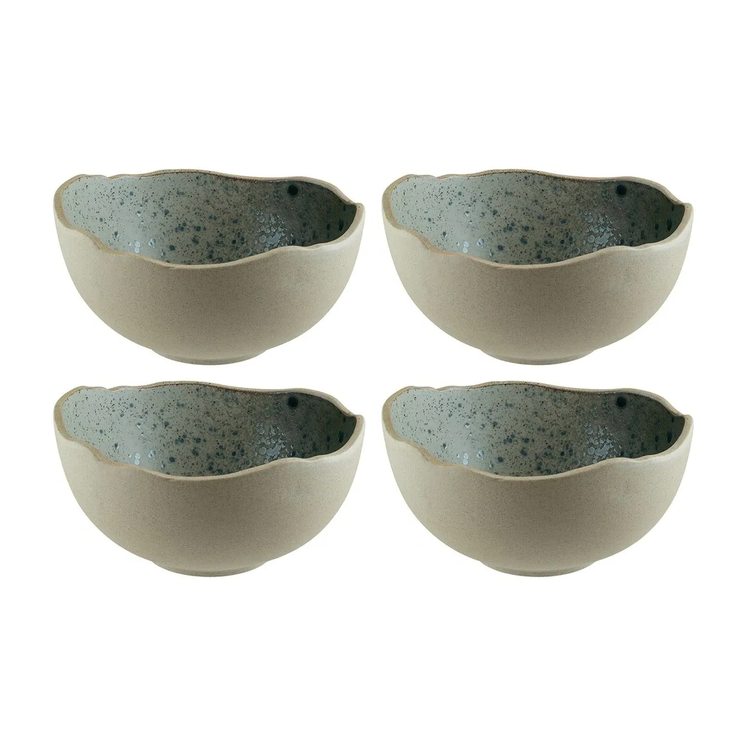 Gaia Round Bowl Set of Four - Blue/Grey, Porcelain