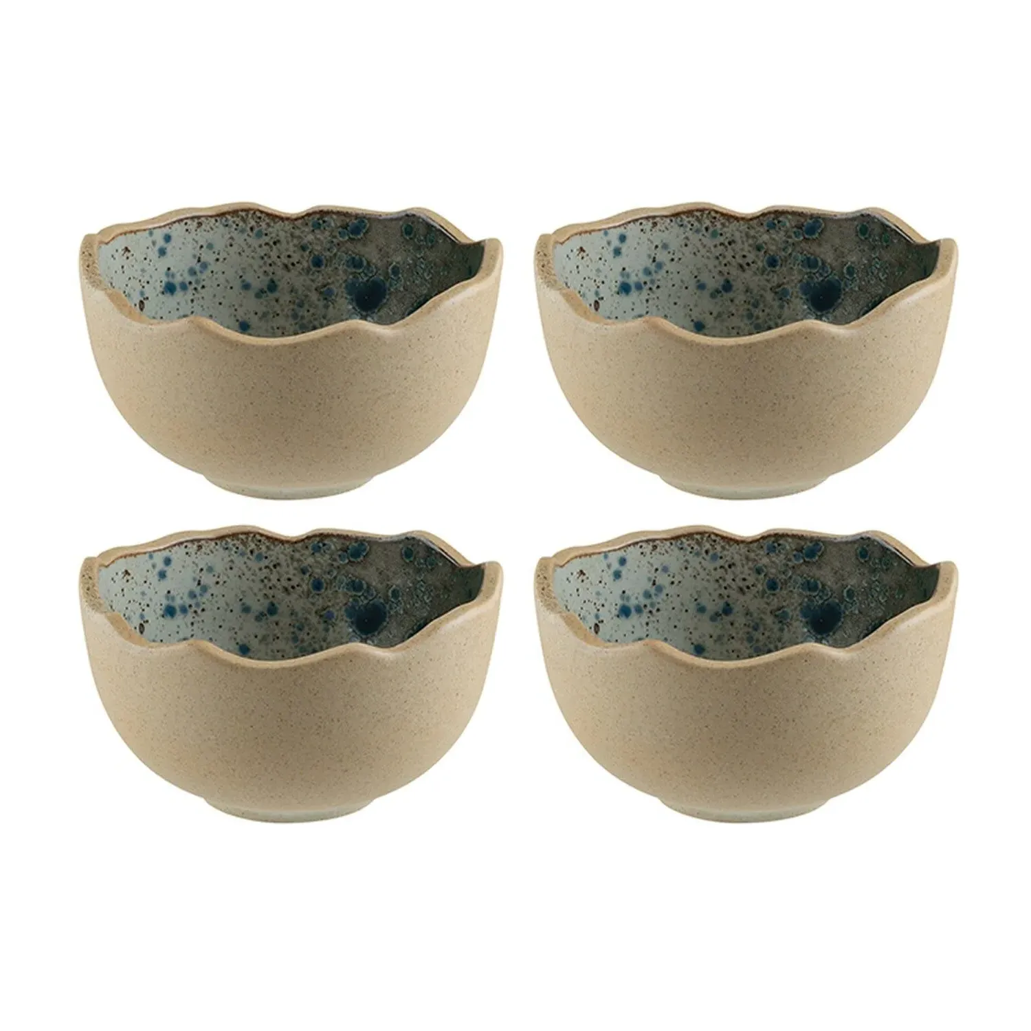 Gaia Round Salad Bowl Set of Four - Blue/Grey, Porcelain