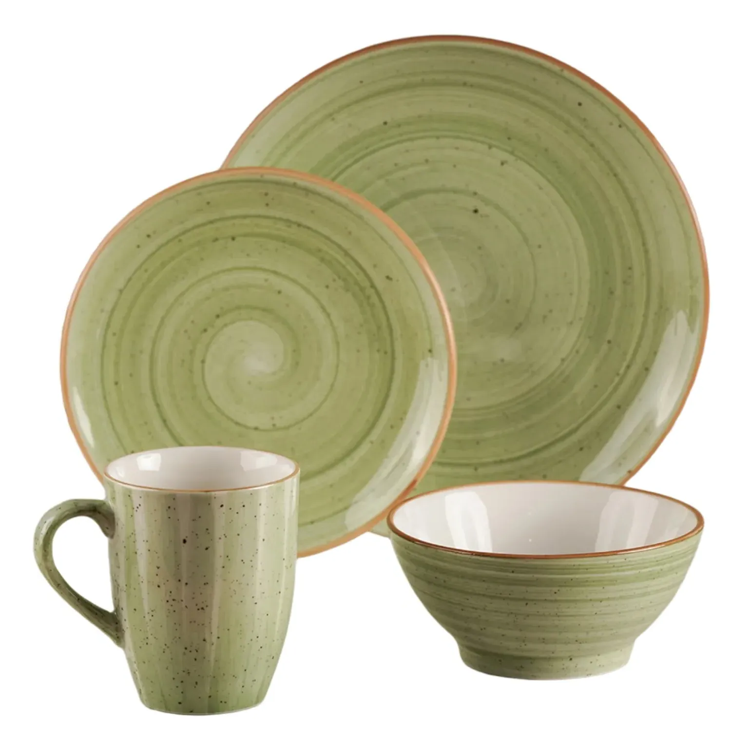 Green Therapy Collection 4-Piece Dinnerware Set - Green image