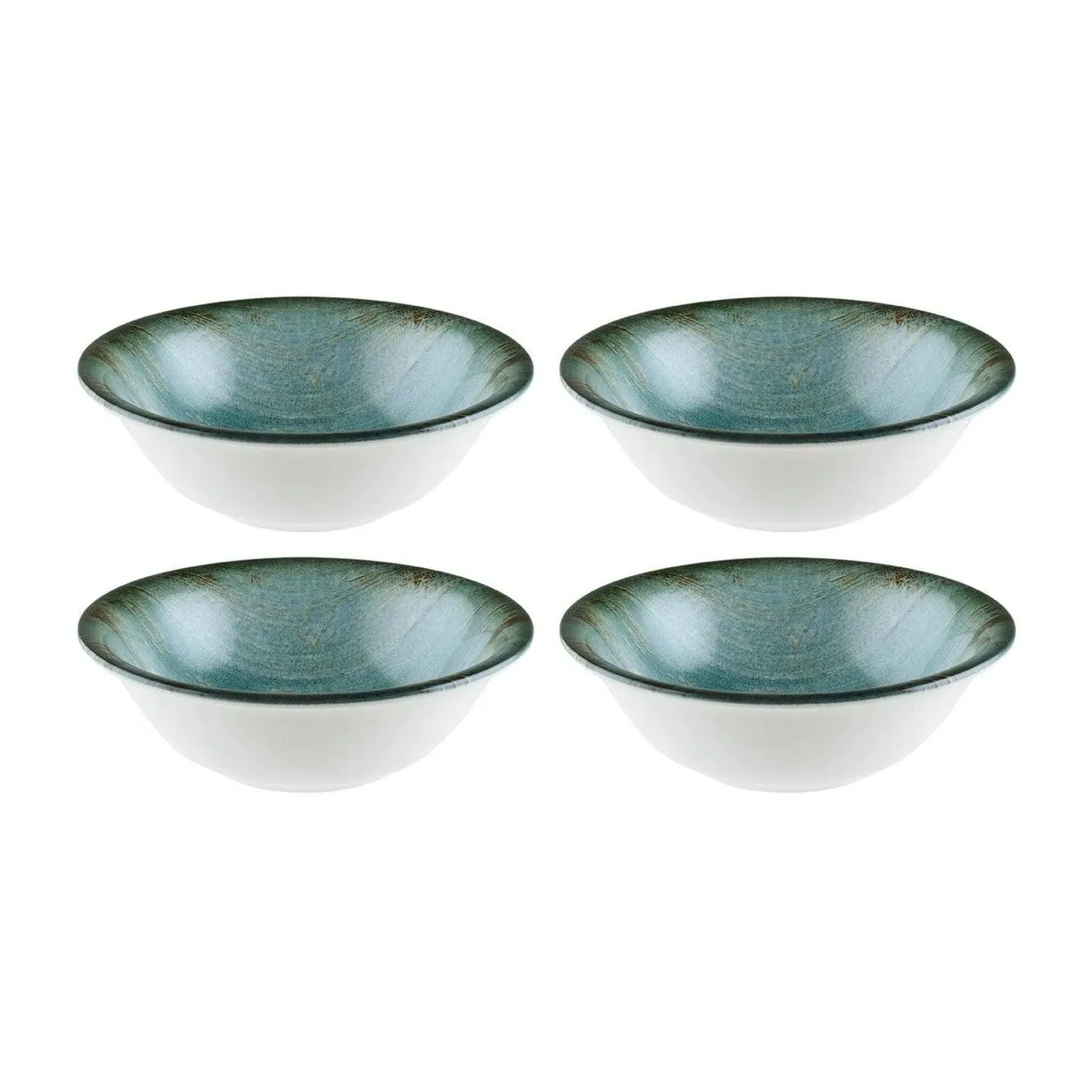 Madera Round Decorated Porcelain Bowl Set - Blue/Brown