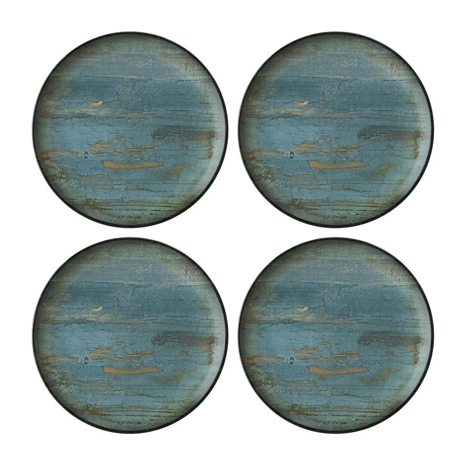 Madera Round Decorated Porcelain Dinner Plate Set - Blue/Brown