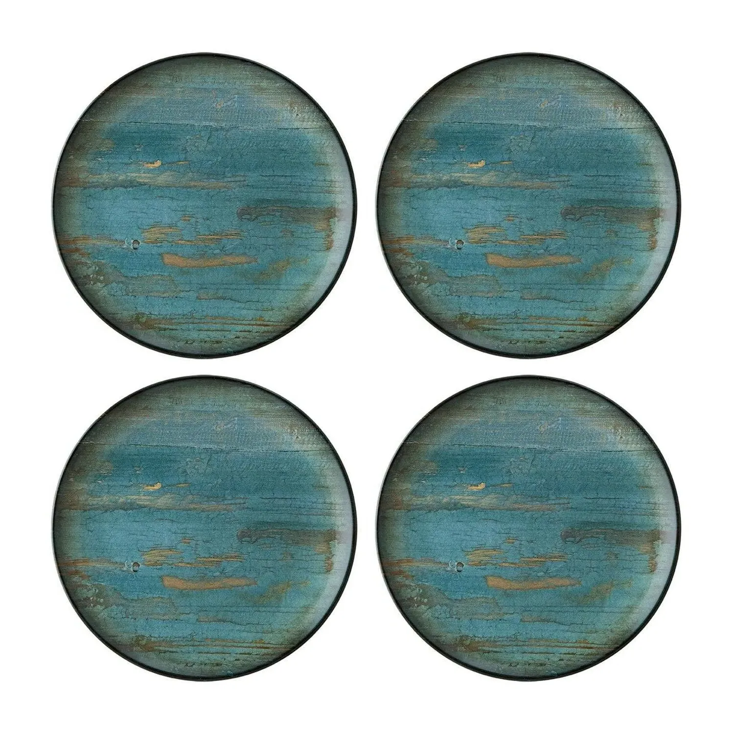 Madera Round Decorated Porcelain Dinner Plate Set - Blue/Brown