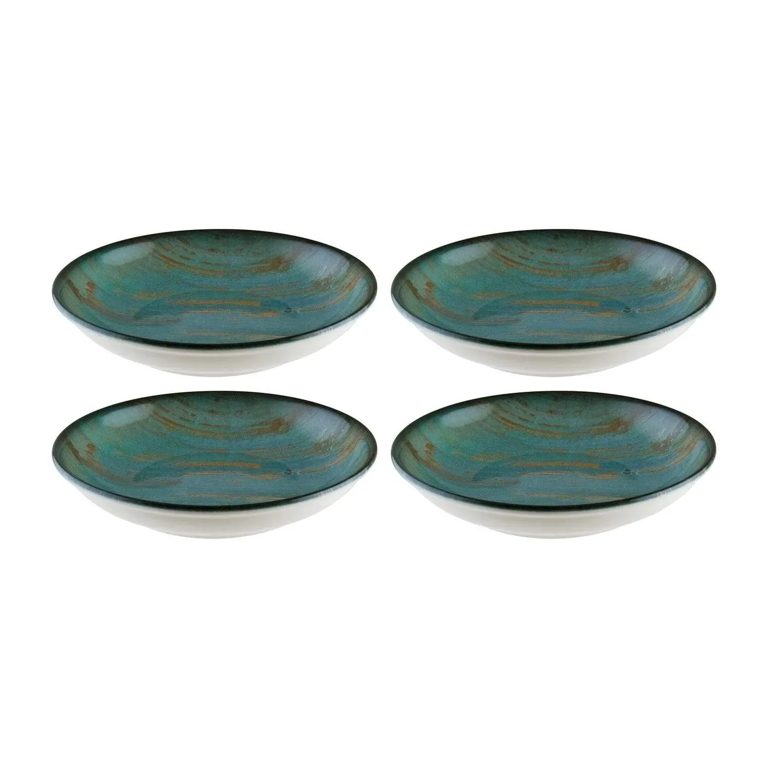 Madera Round Decorated Porcelain Salad Bowl Set - Blue/Brown