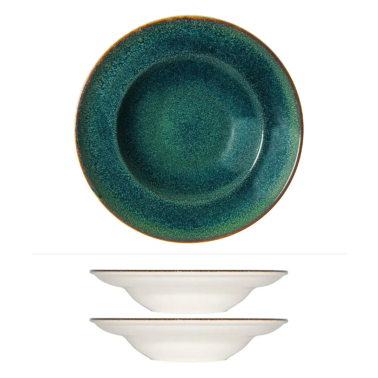 Mar Round Pasta Bowl Set - Blue, Porcelain