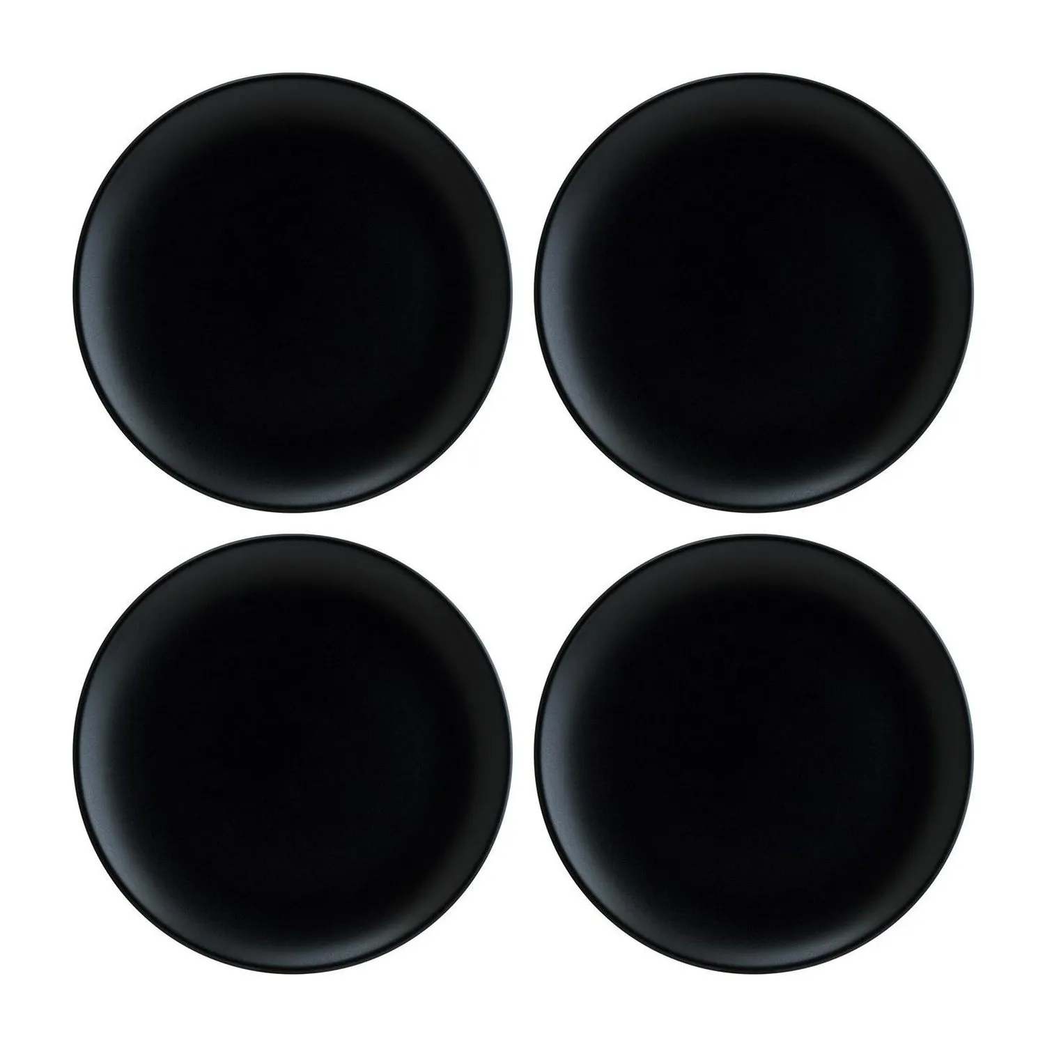 Notte Round Dinner Plates Set of Four - Black, Porcelain