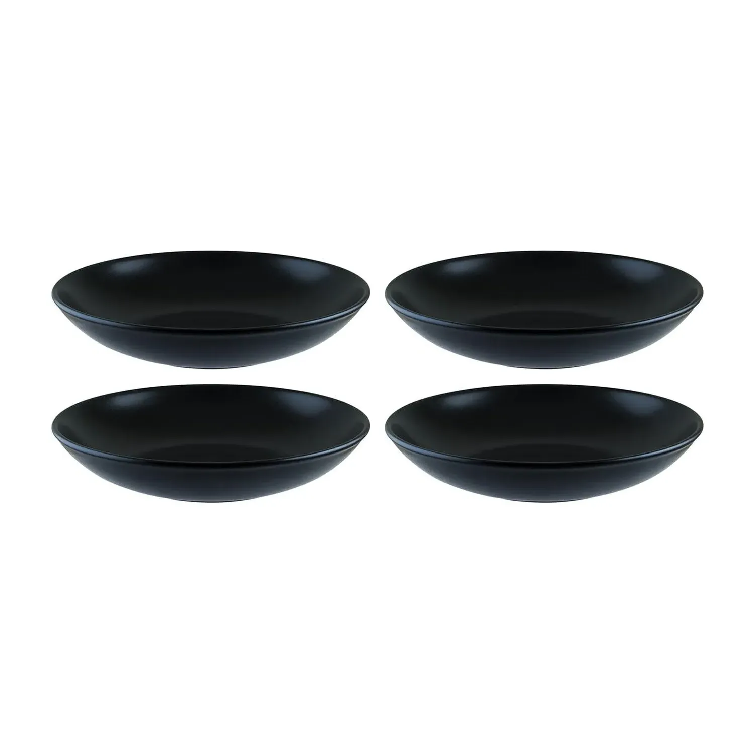 Notte Round Pasta Bowl Set of Four - Black, Porcelain