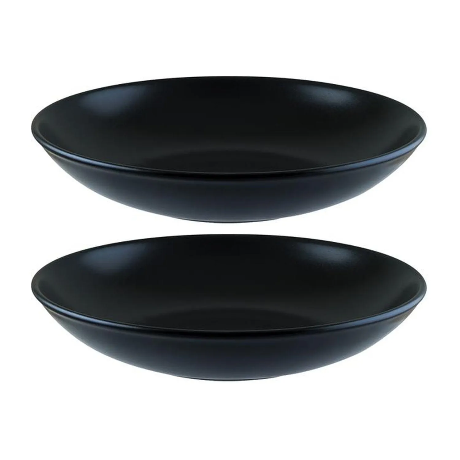 Notte Round Pasta Bowl Set of Two - Black, Porcelain image