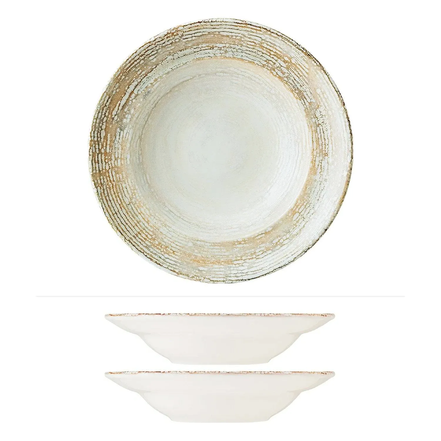 Patera Round Decorated Porcelain Bowl Set Of Two - Brown image