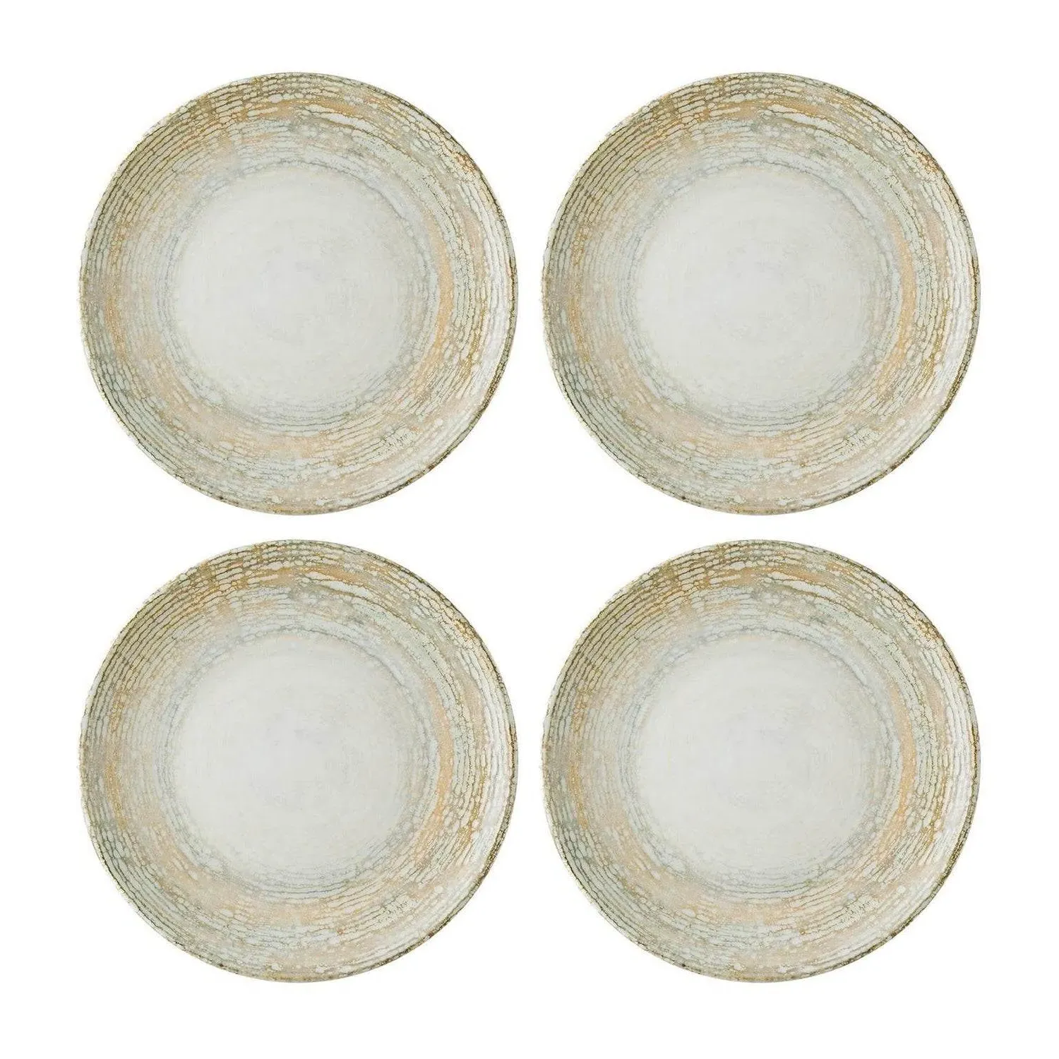 Patera Round Decorated Porcelain Plate Set Of Four - Brown