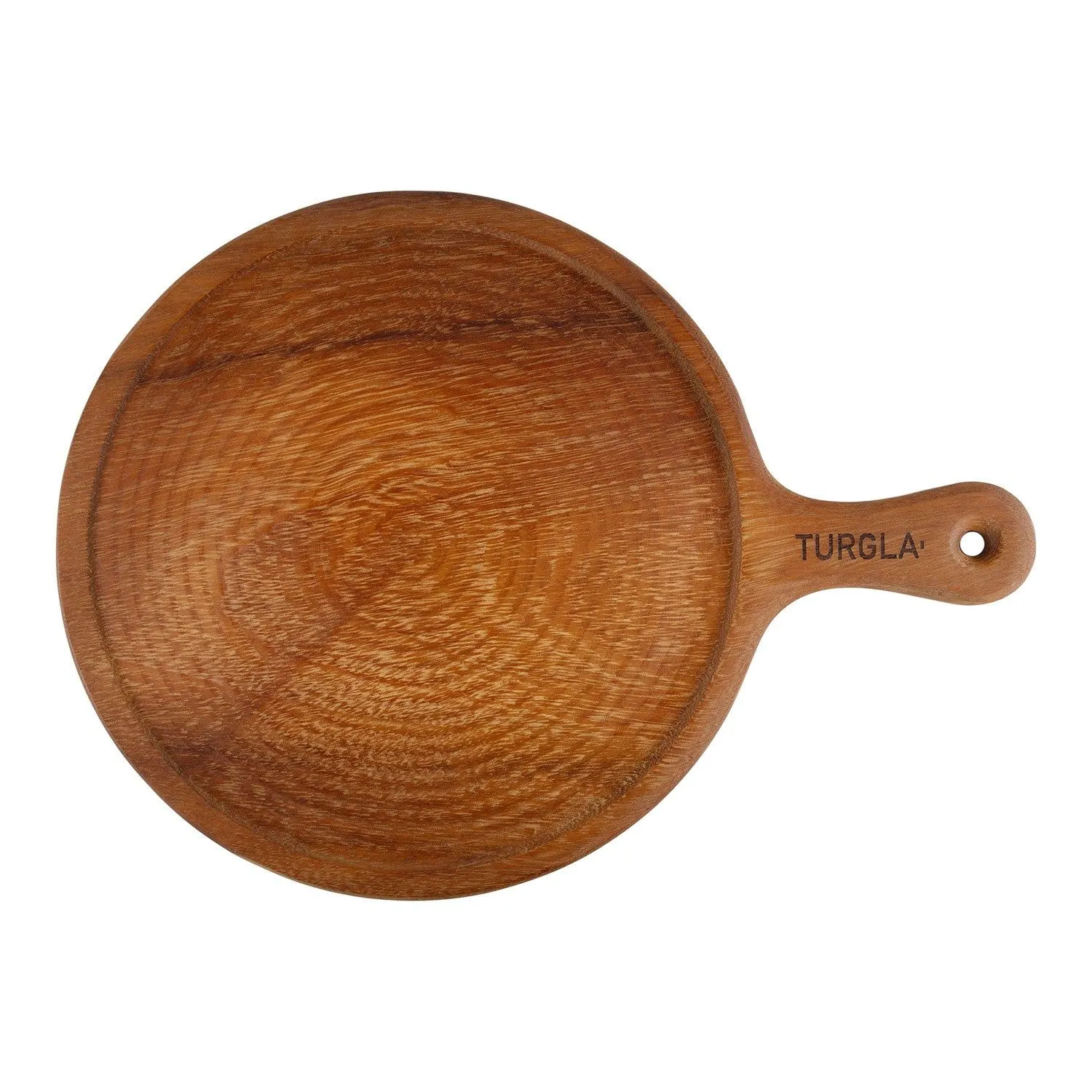 Round Pizza Charcuterie Serving Board - Brown, Iroko Wood image