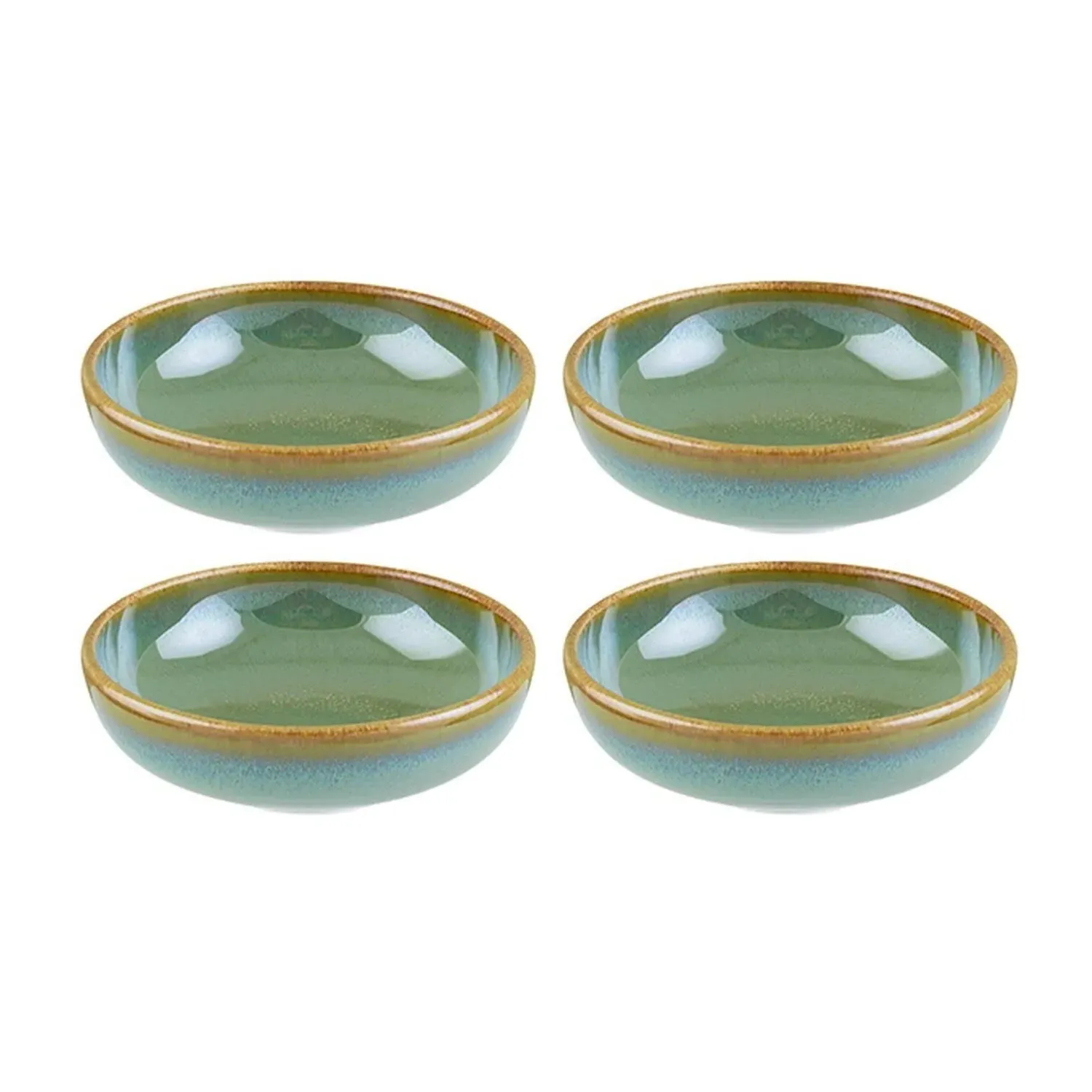 Sage Round Appetizer Bowls Set of Four - Green, Porcelain