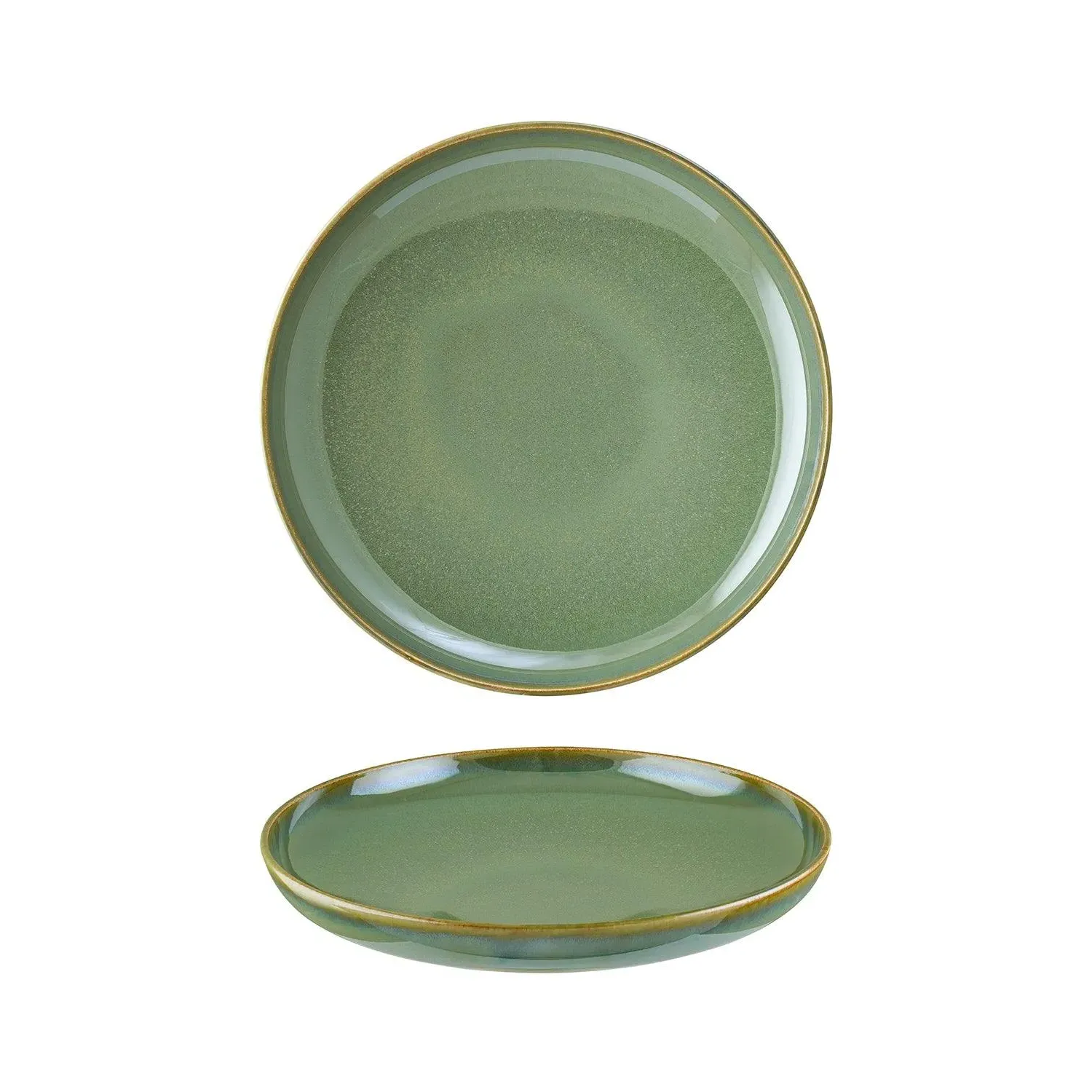 Sage Round Deep Large Plate - Green, Porcelain