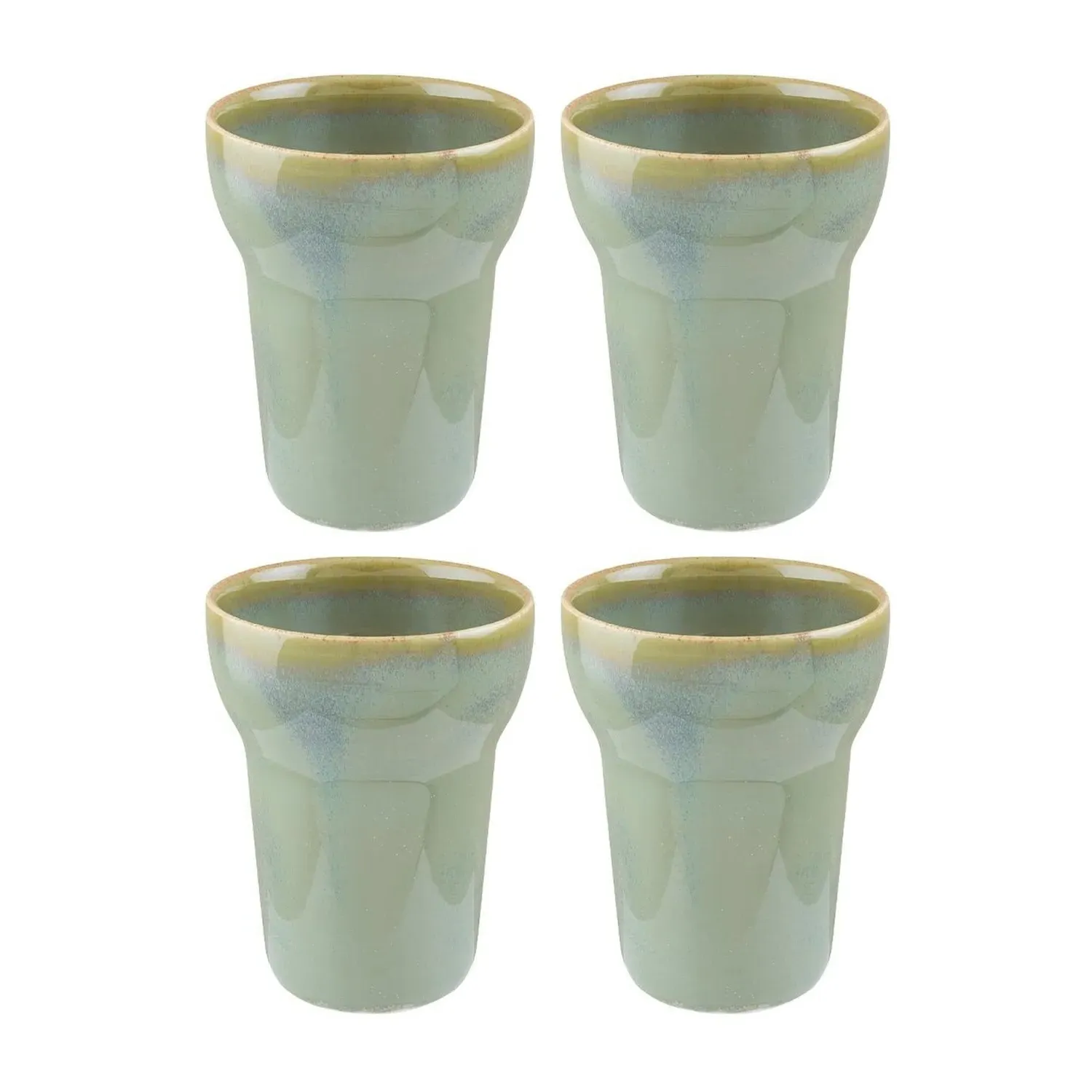 Sage Round Porcelain Mug Set Of Four - Green