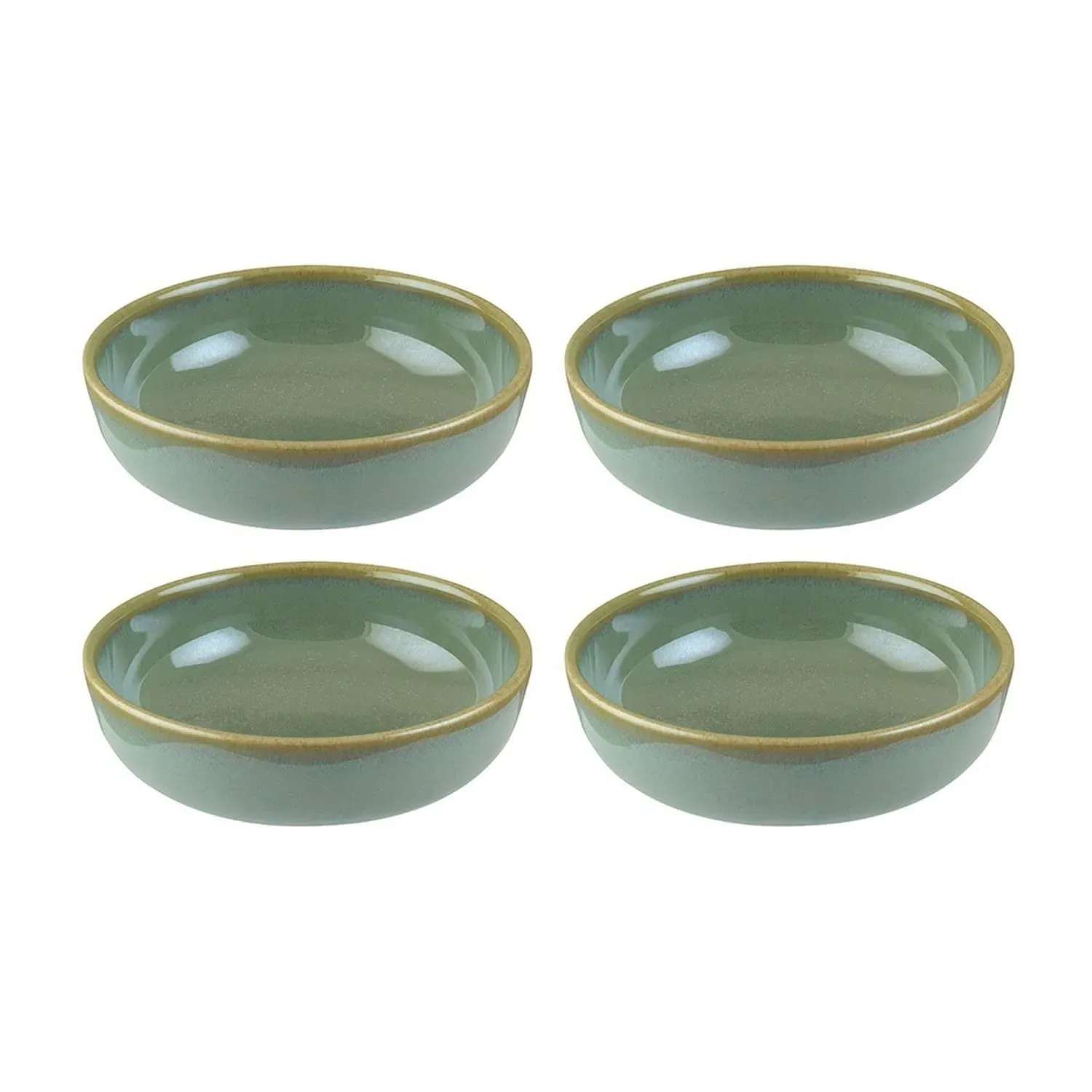 Sage Round Side Bowls Set of Four - Green, Porcelain