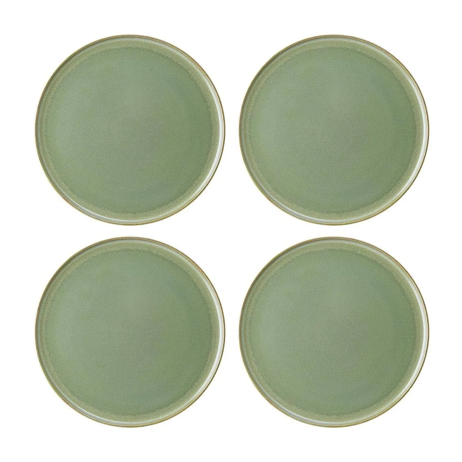 Sage Round Side Plates Set of Four - Green, Porcelain