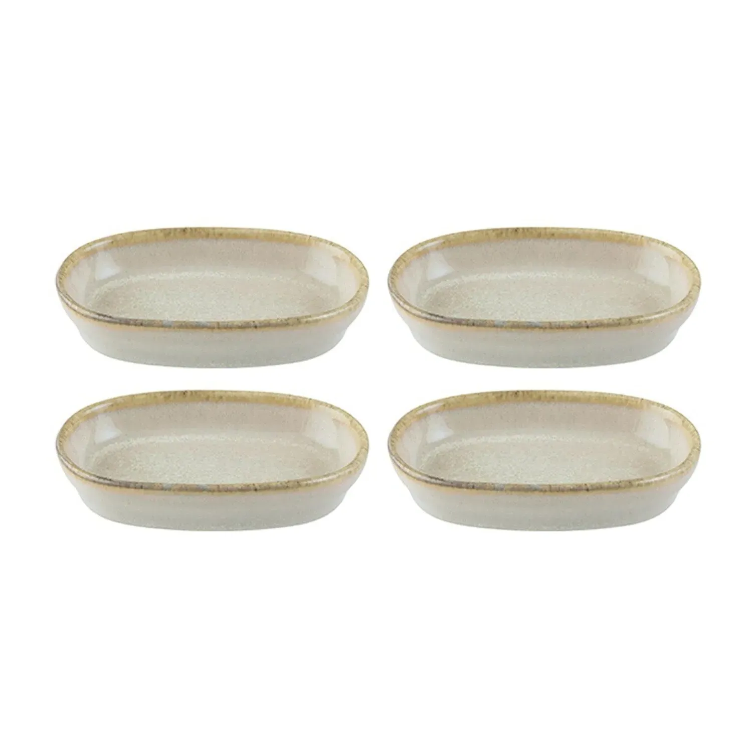 Sand Collection Oval Side Platters Set of Four - Beige, Porcelain image