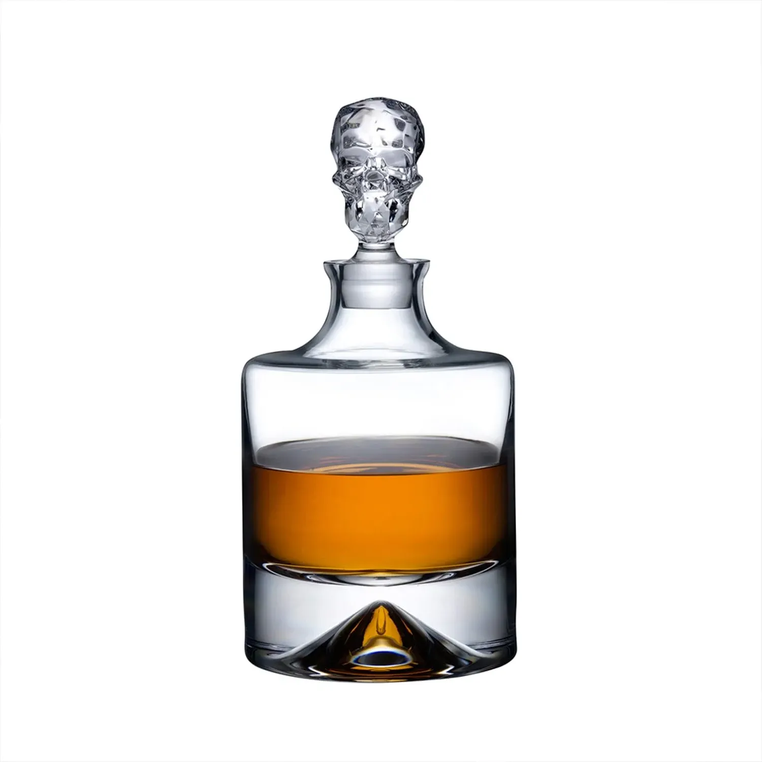 Shade Crystal Whiskey Bottle with Skull Stopper - Brown image