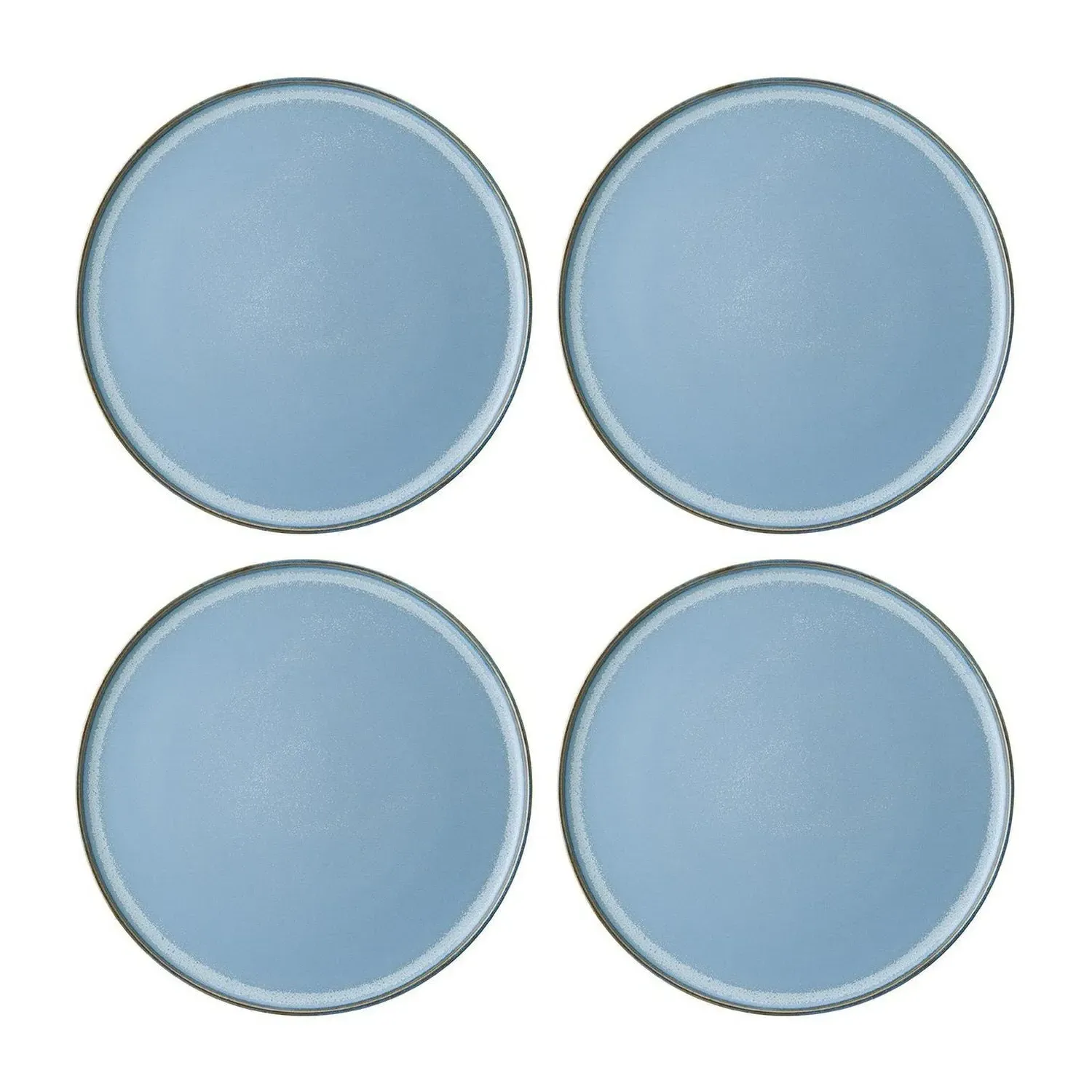 Sky Round Appetizer Plate Set of Four - Blue, Porcelain