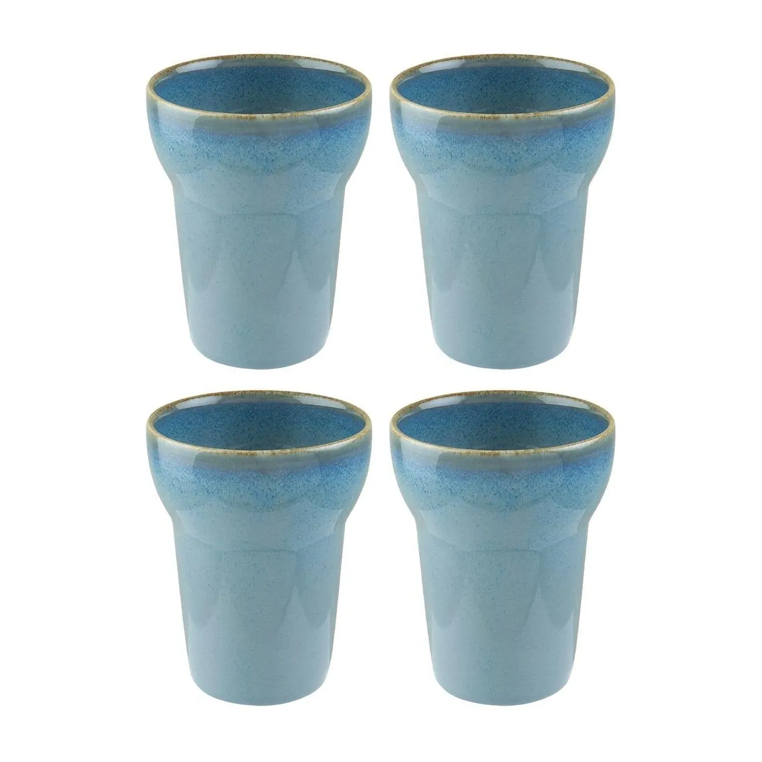 Sky Round Porcelain Mug Set Of Four - Blue