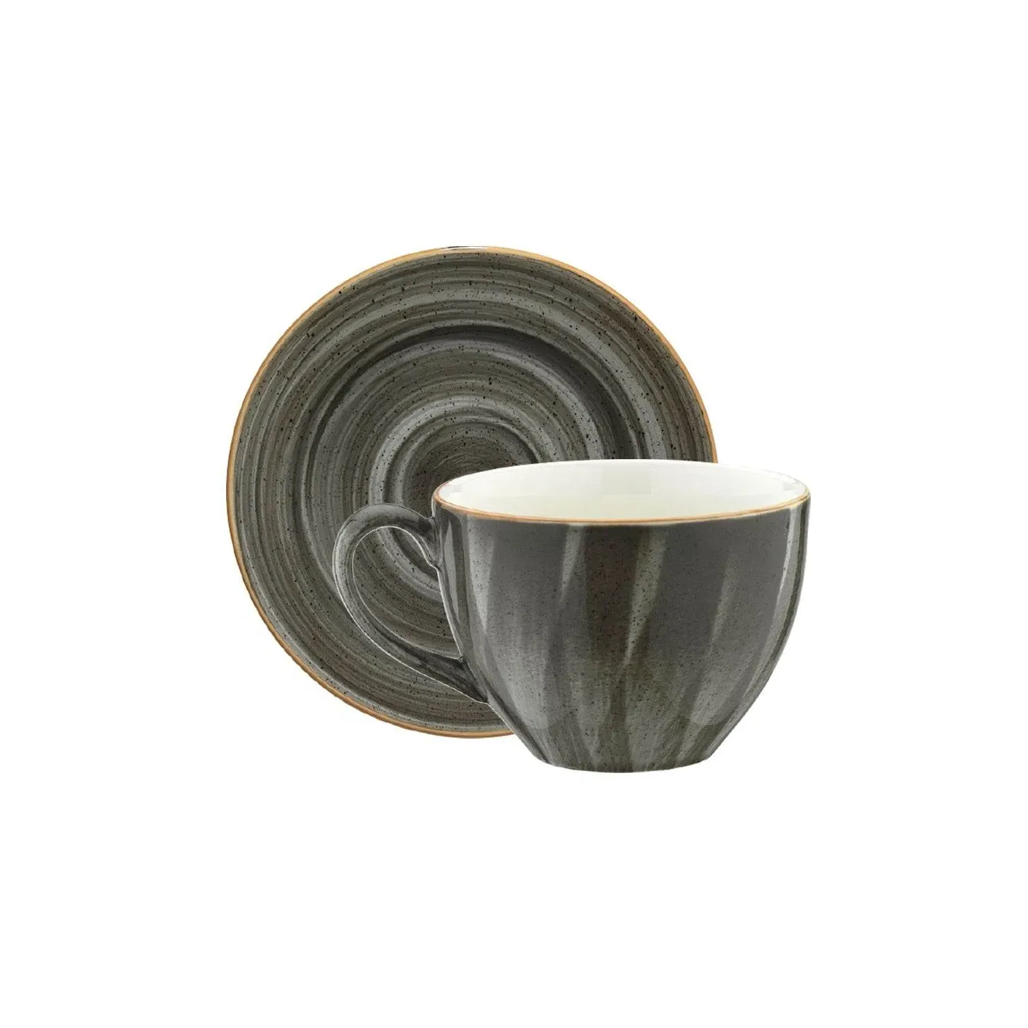 Space Bistro Tea Cup & Saucer Set - Grey, Porcelain image