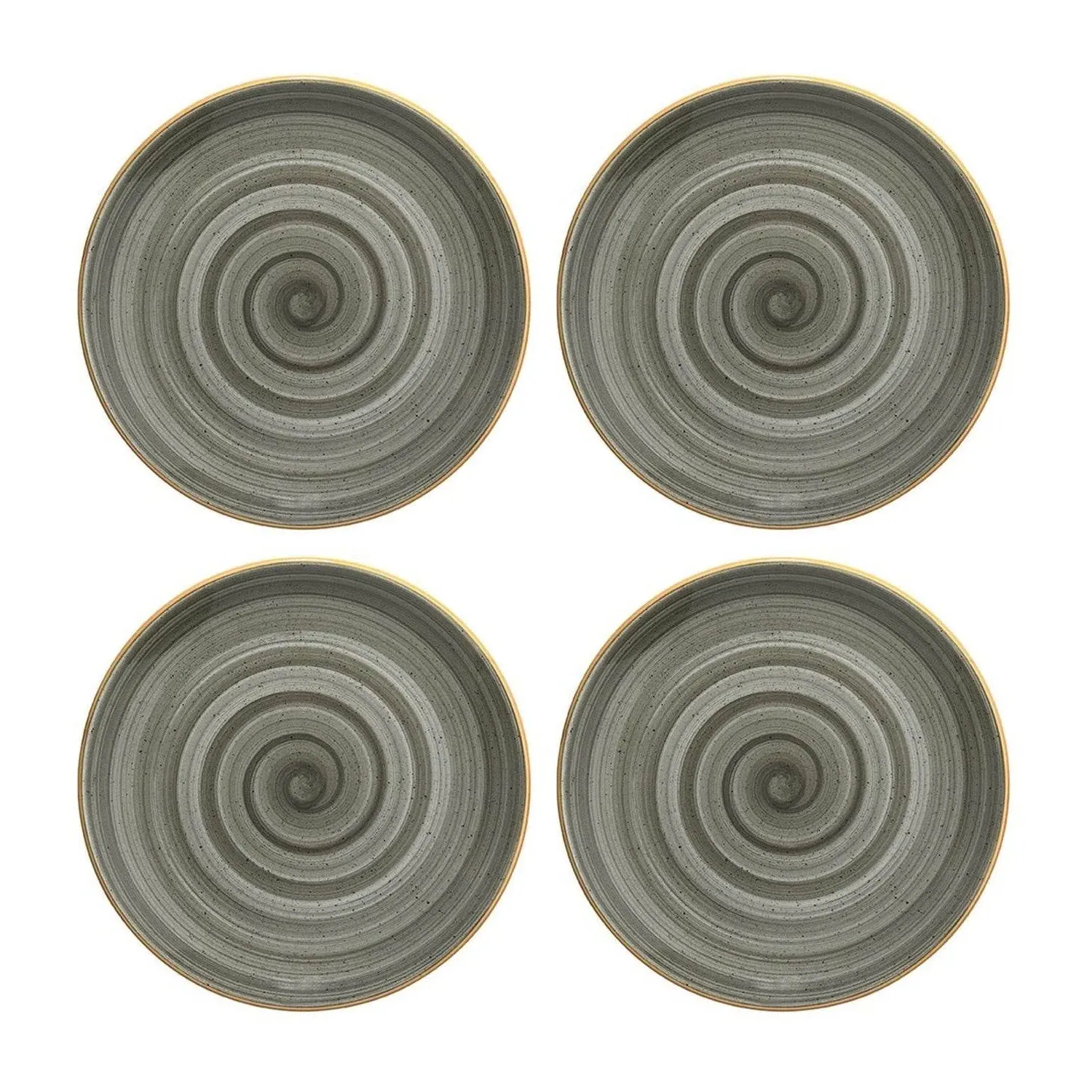 Space Round Appetizer Plate Set - Grey, Porcelain