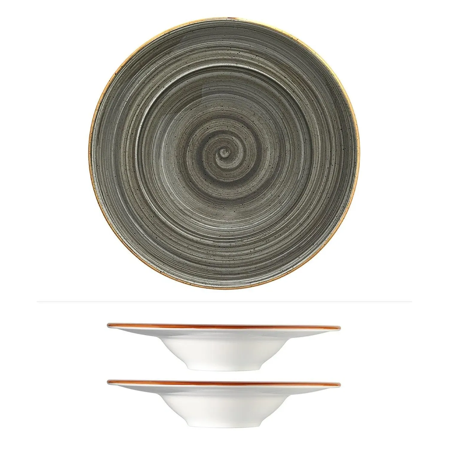 Space Round Porcelain Bowl Set - Grey
