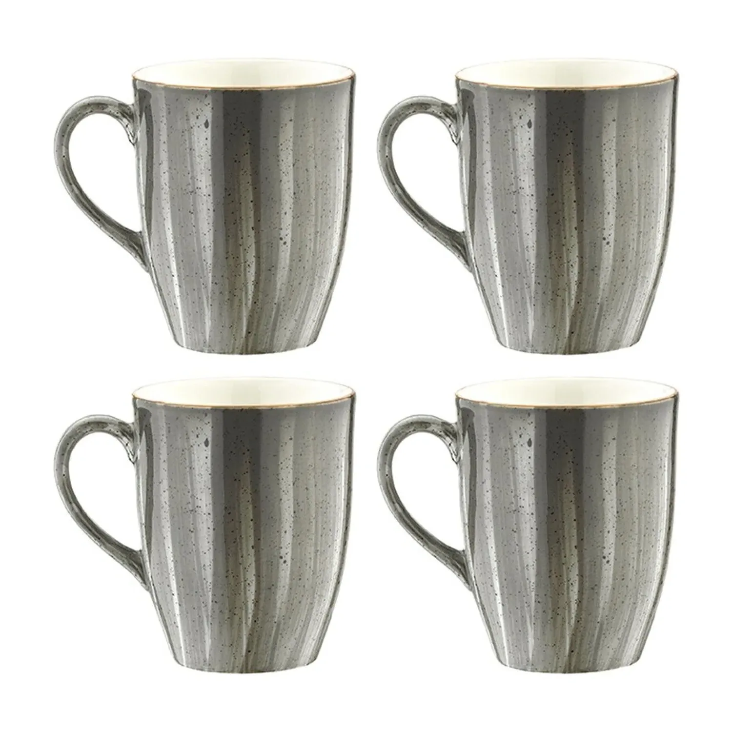 Space Round Porcelain Mug Set Of Four - Grey