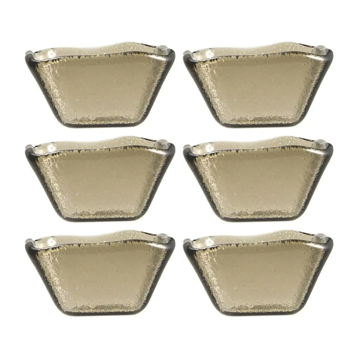 Square Glass Ramekin Set of Six - Brown
