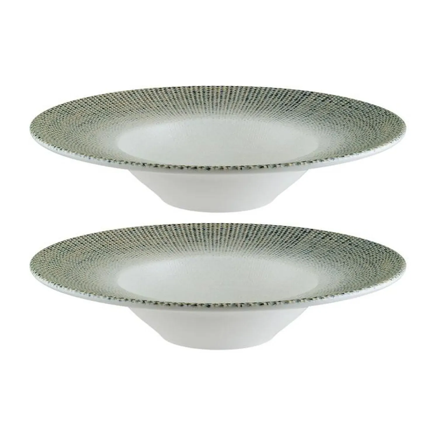 Sway Round Decorated Pasta Bowls Set of 2 - Blue/White, Porcelain image