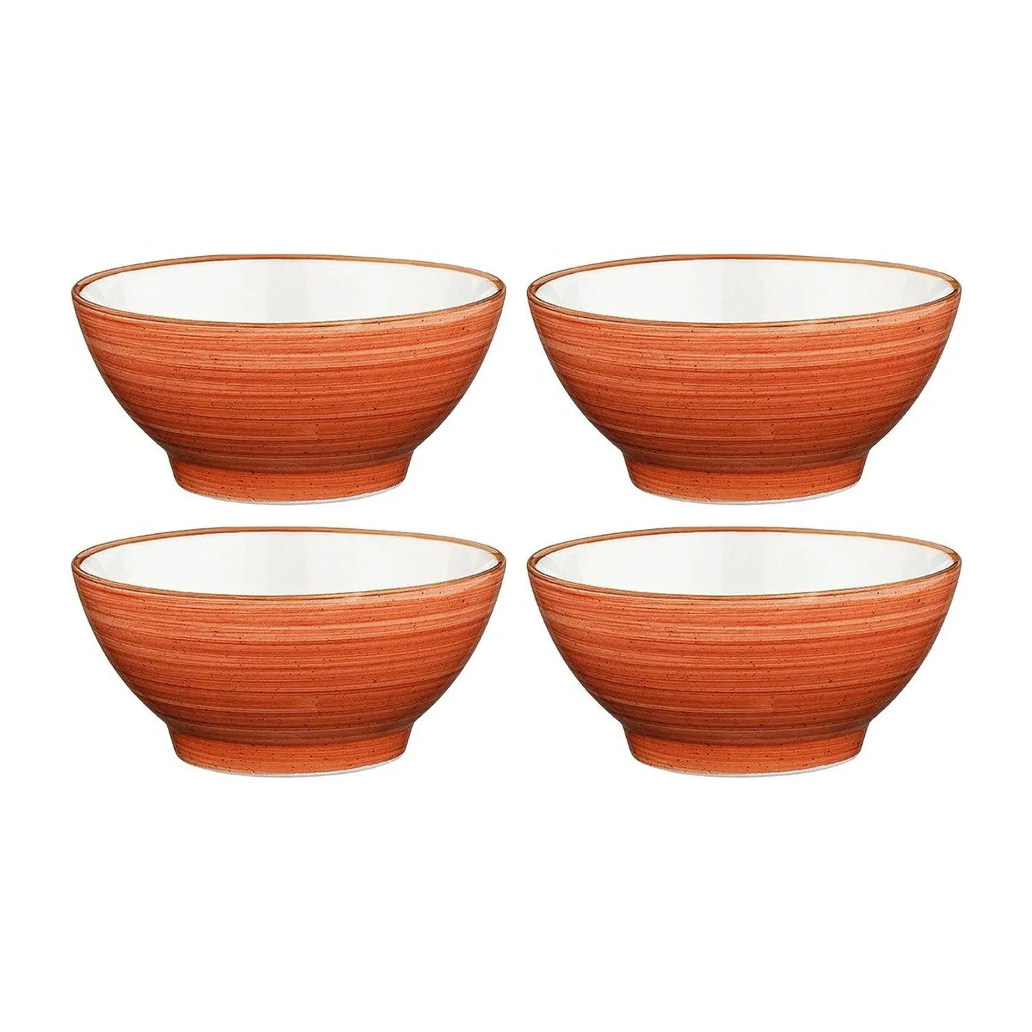 Terracota Round Bowl Set of Four - Orange, Porcelain