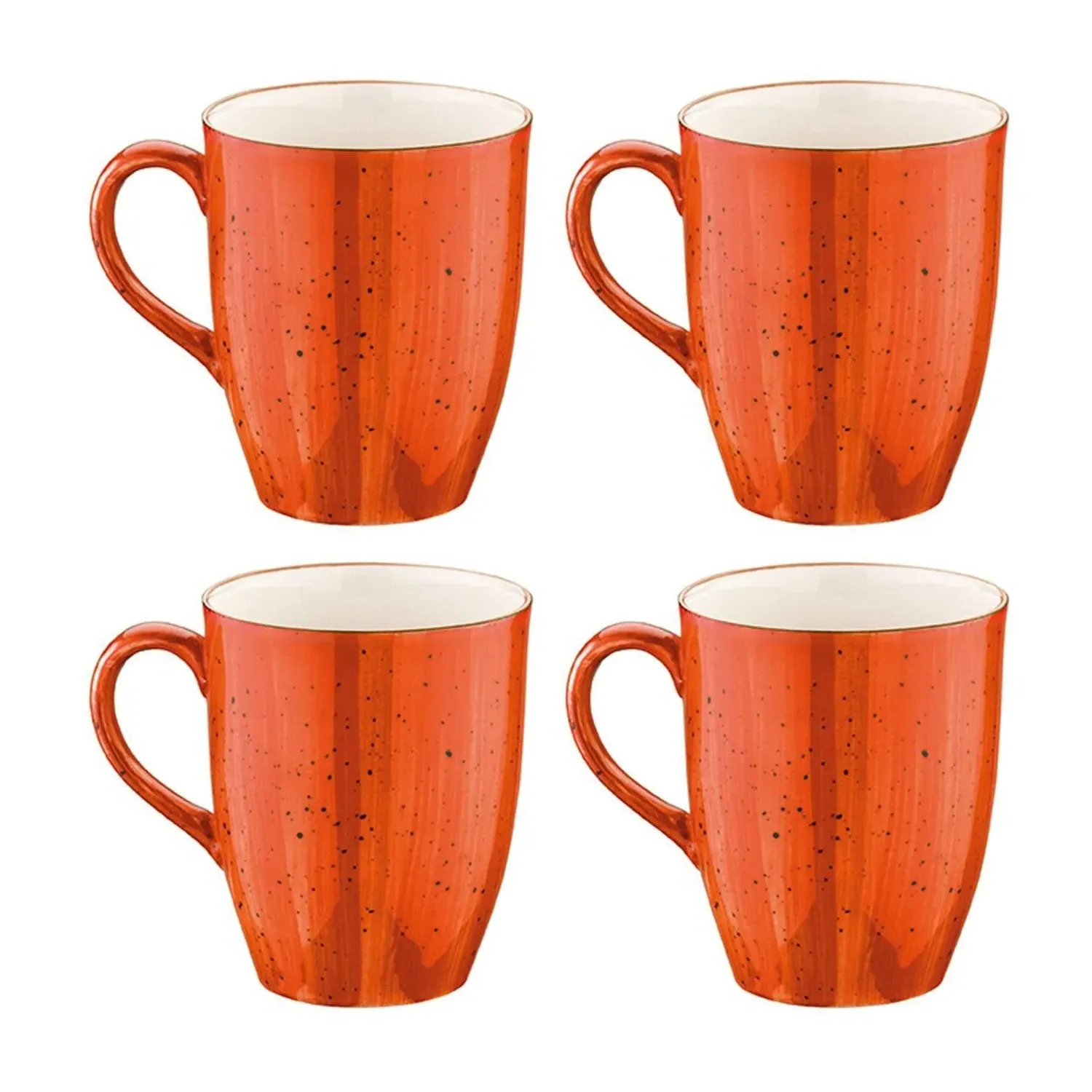 Terracota Round Mug Set of Four - Orange, Porcelain