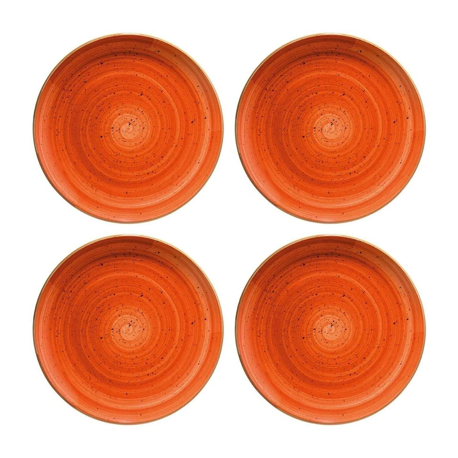 Terracota Round Plate Set of Four - Orange, Porcelain image