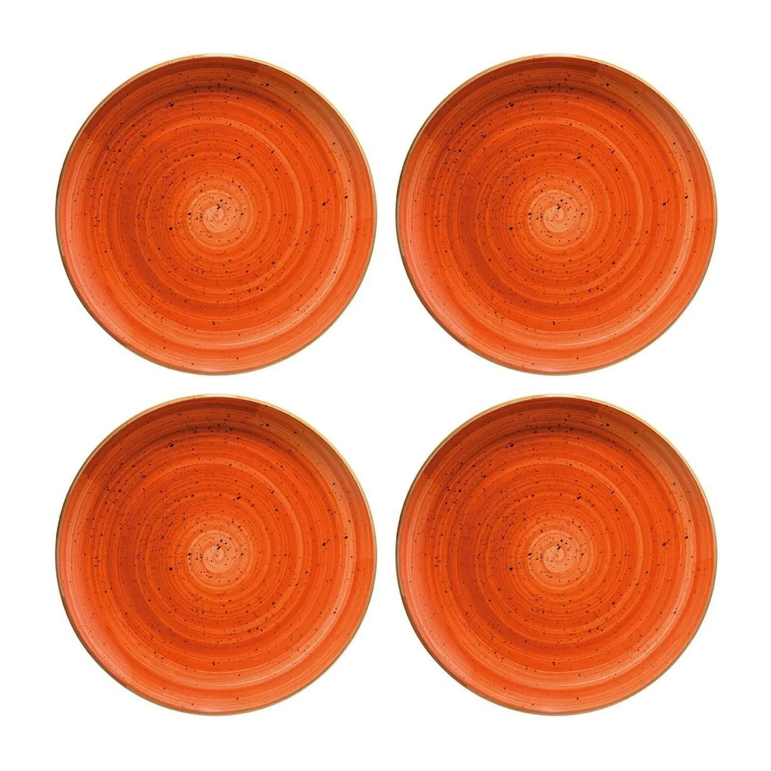 Terracota Round Plate Set of Four - Orange, Porcelain