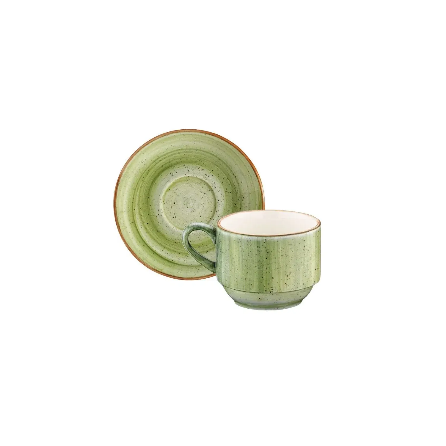Therapy Stacking Espresso Cup and Saucer Set for Two - Green image