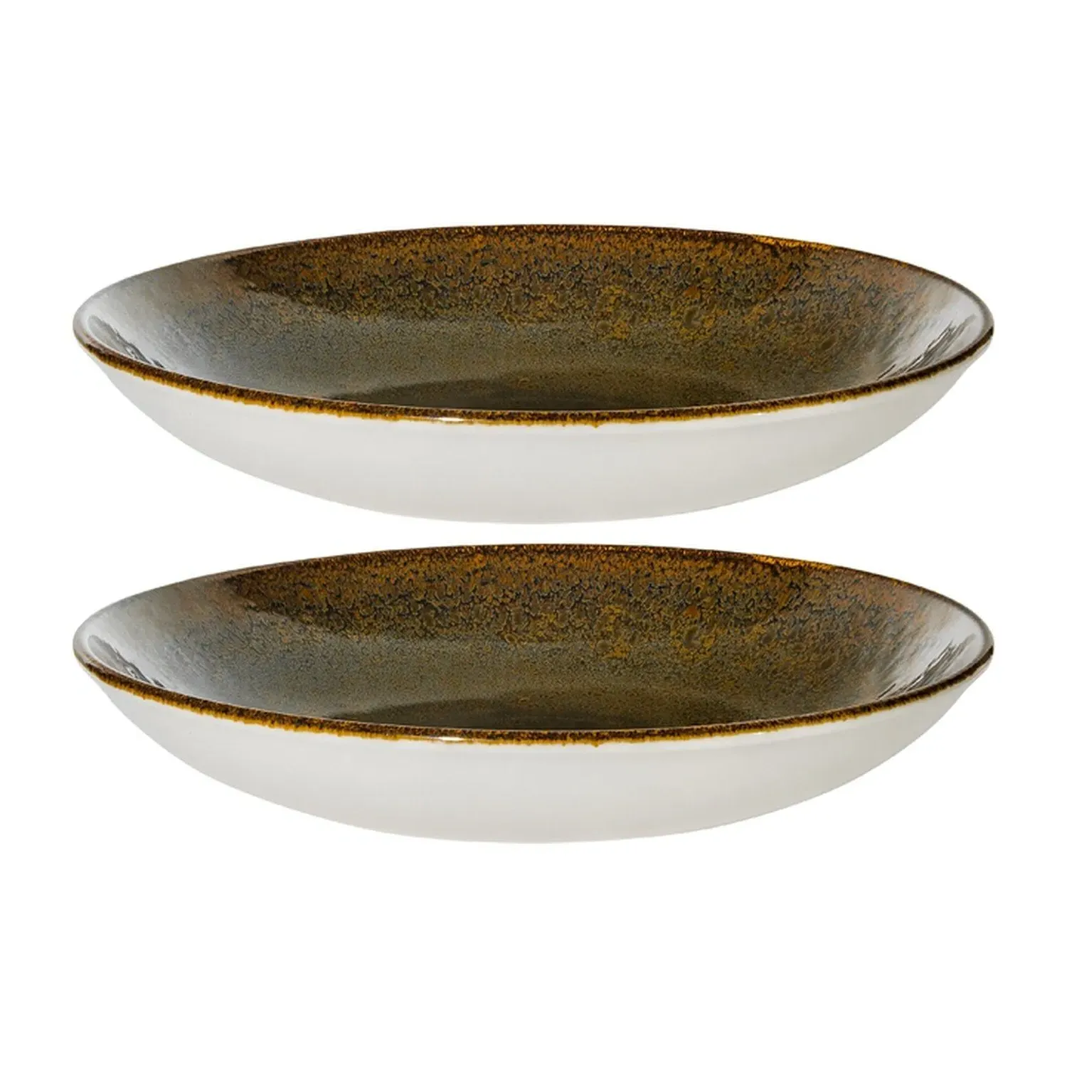 Tierra Round Dinner Bowl Set of Two - Brown, Porcelain image