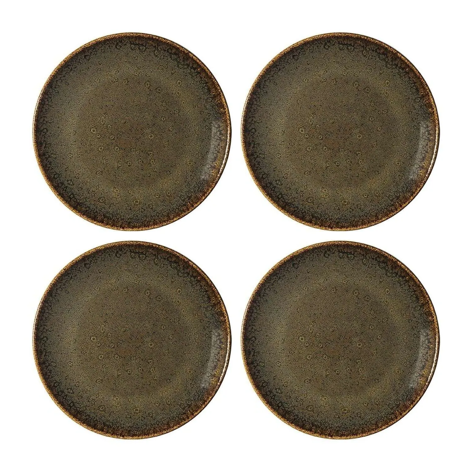 Tierra Round Dinner Plate Set of Four - Brown, Porcelain