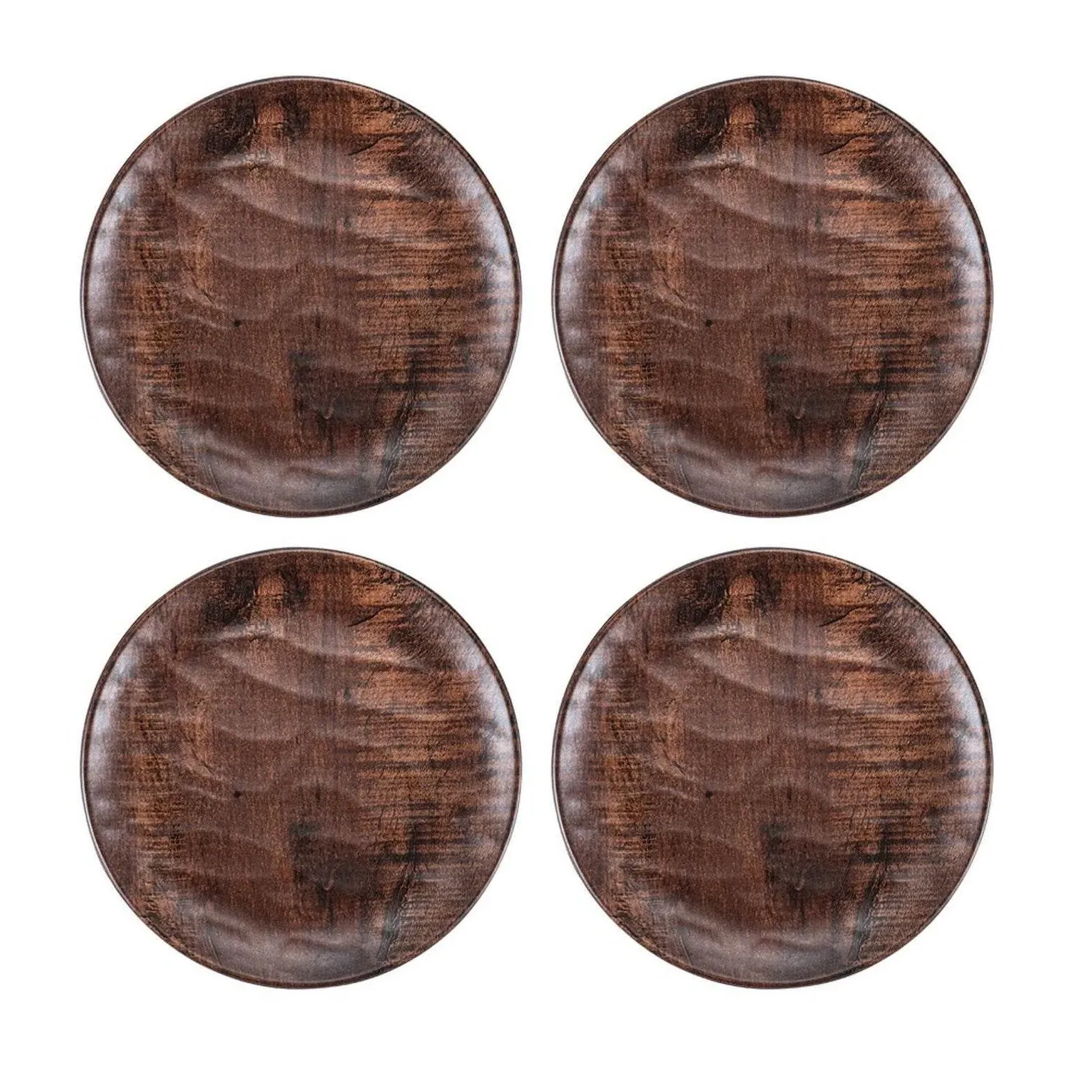 Turgla Composite Round Plate Set of Four - Brown