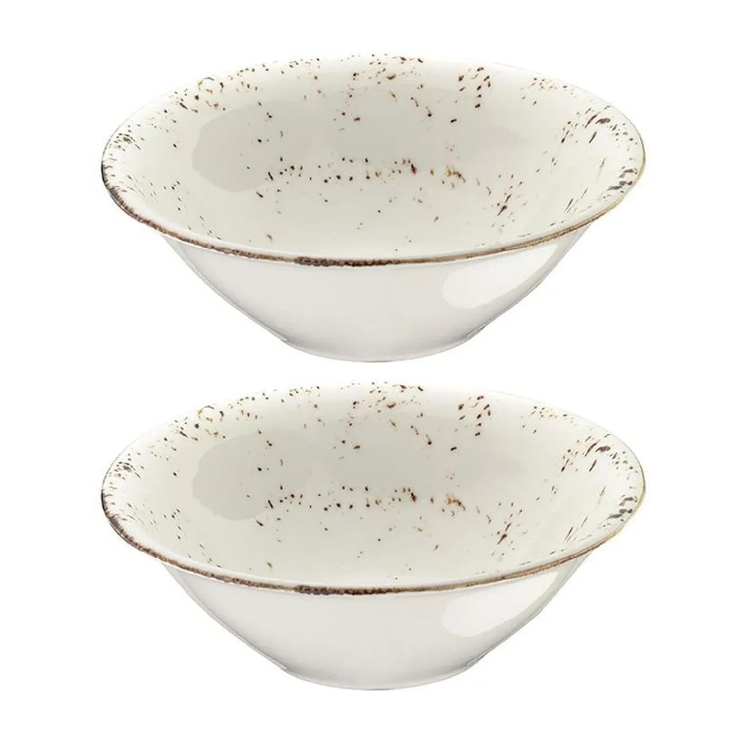 Turgla Porcelain Round Bowl Set of Two - White/Brown image