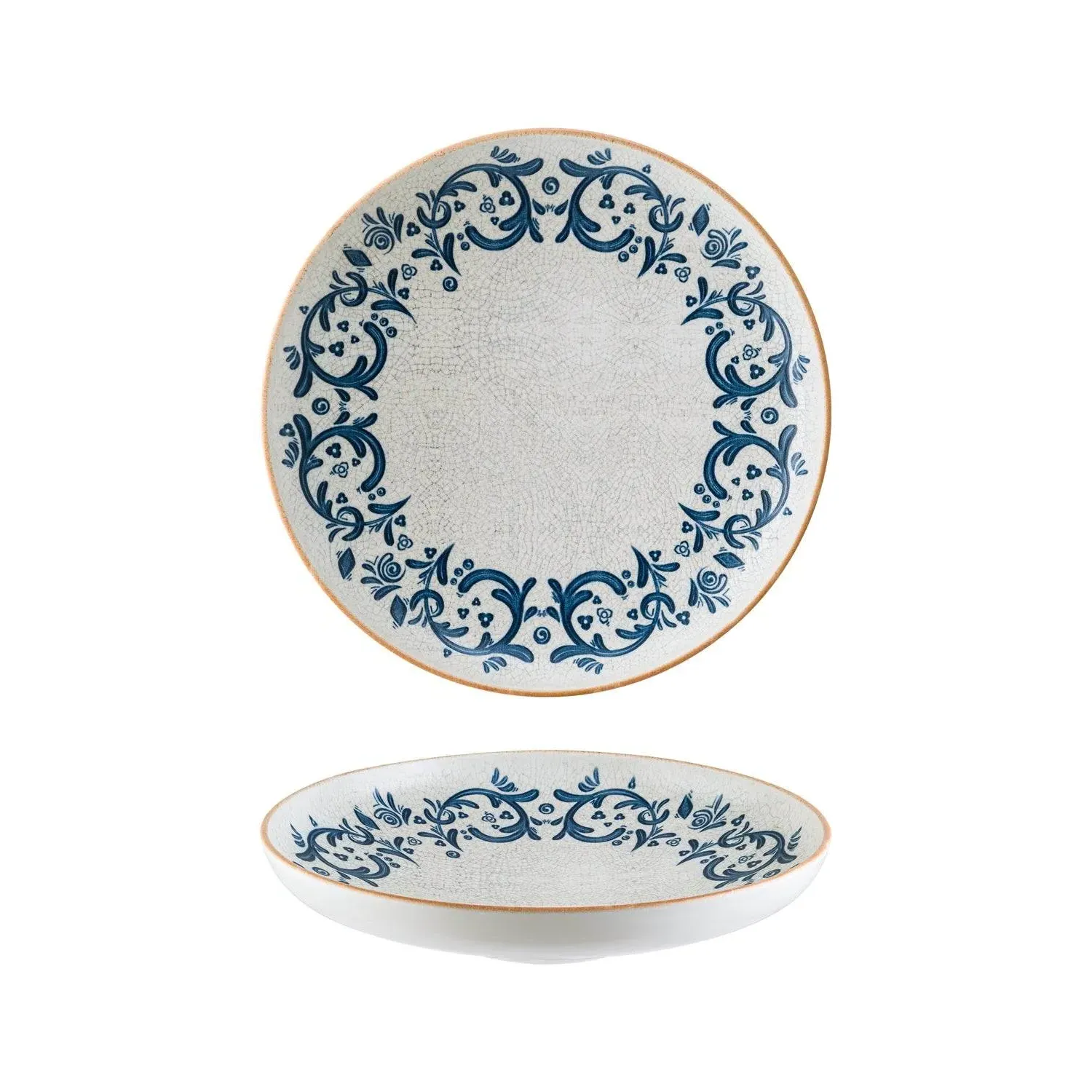 Viento Round Deep Plate - Blue/White, Porcelain