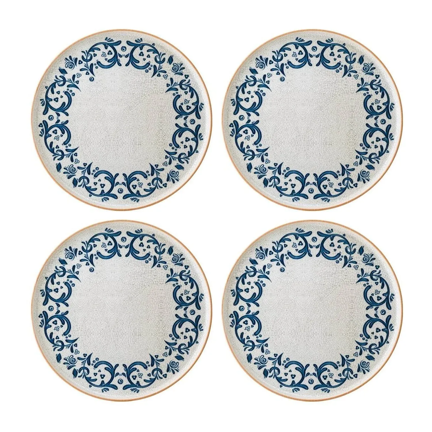 Viento Round Side Plate Set of Four - Blue/White, Porcelain